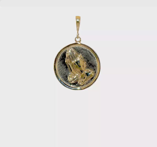 10kt Yellow Gold Praying Hands Reversible with Serenity Prayer Pendant