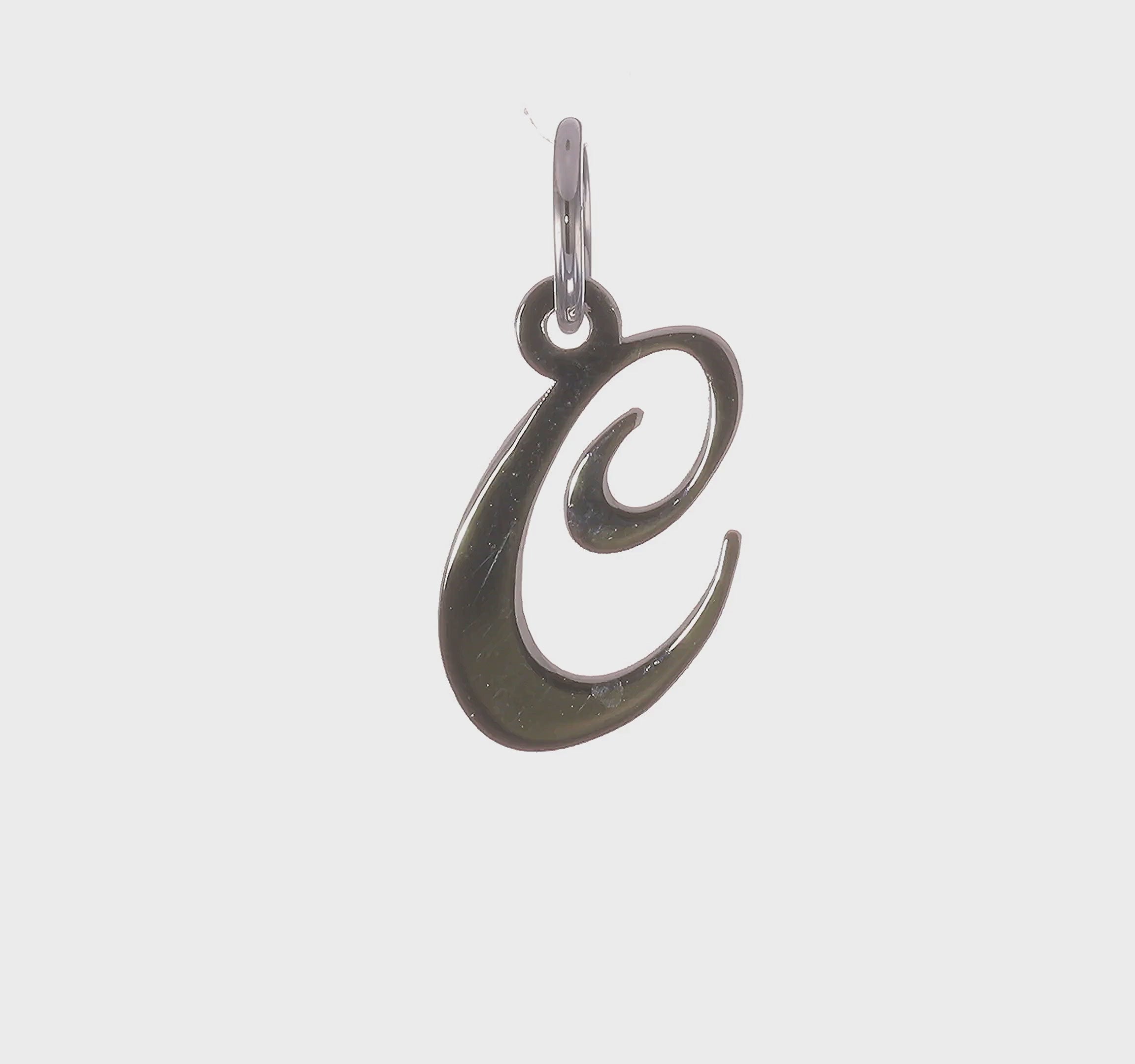 14kt White Gold Small Fancy Script Letter C Initial Charm