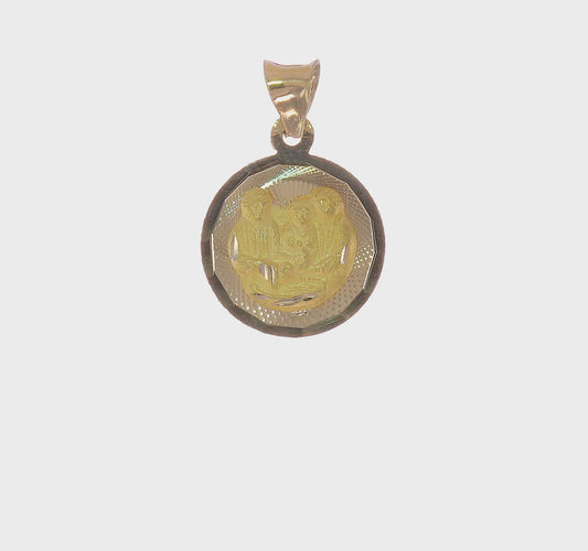 14kt Yellow Gold Polished and D/C Baptism Circle Pendant
