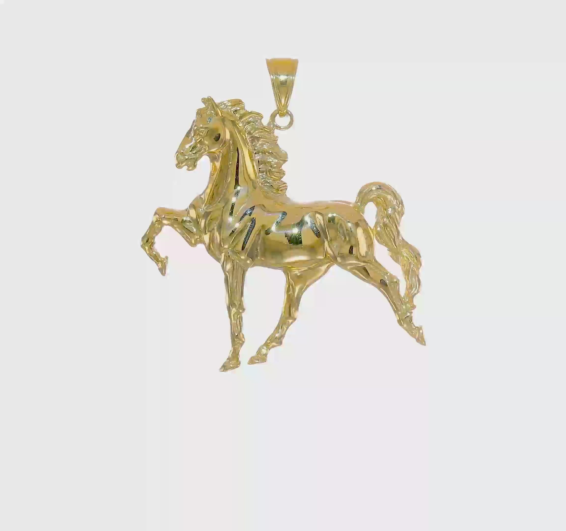 10kt Yellow Gold Solid Polished Open-Backed Horse Pendant