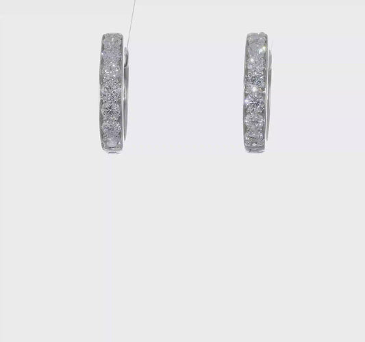 14kt White Gold Diamond Hinged Hoop Earrings