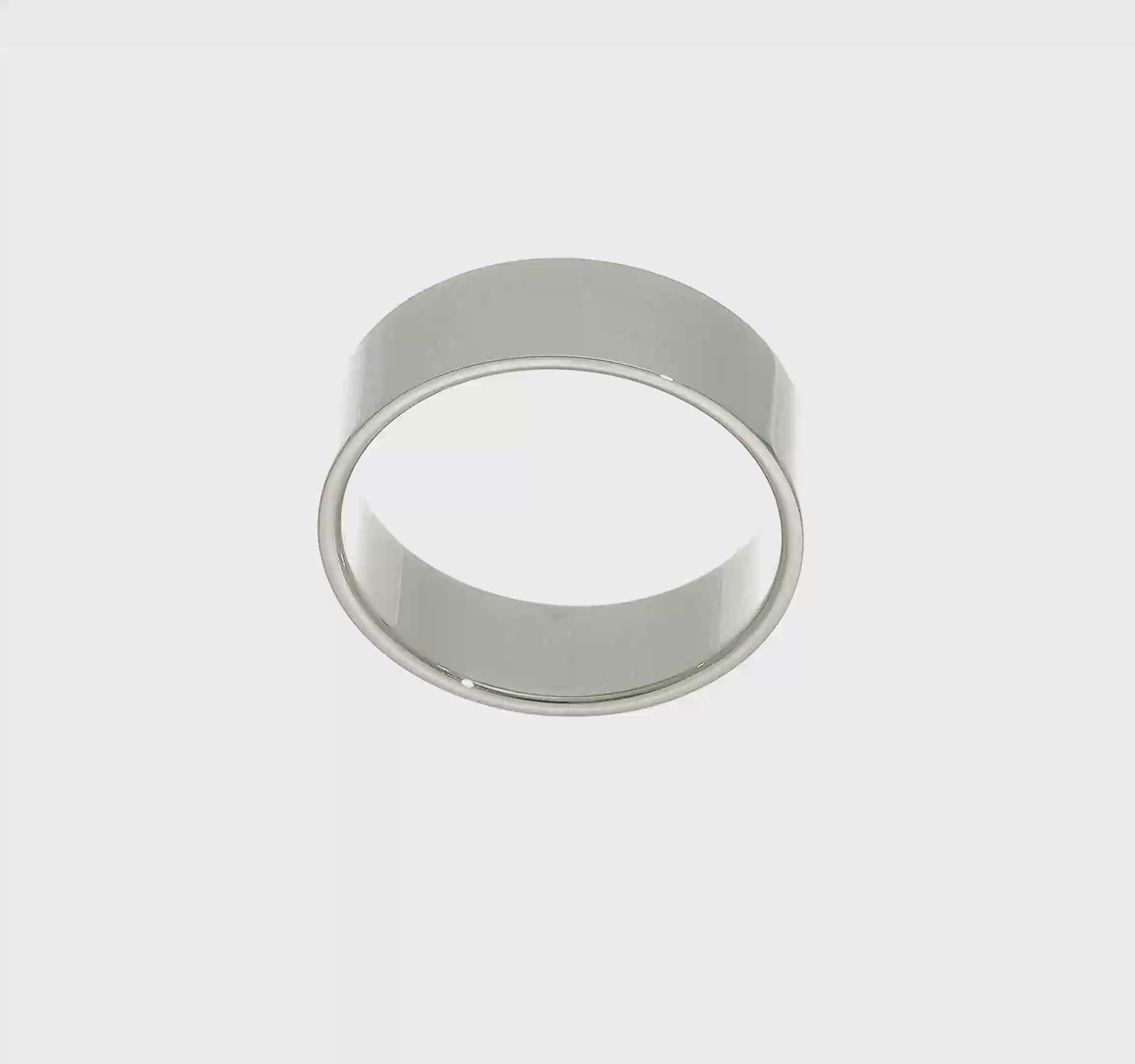 10kt White Gold 7mm Lightweight Flat Wedding Band Size 13.5