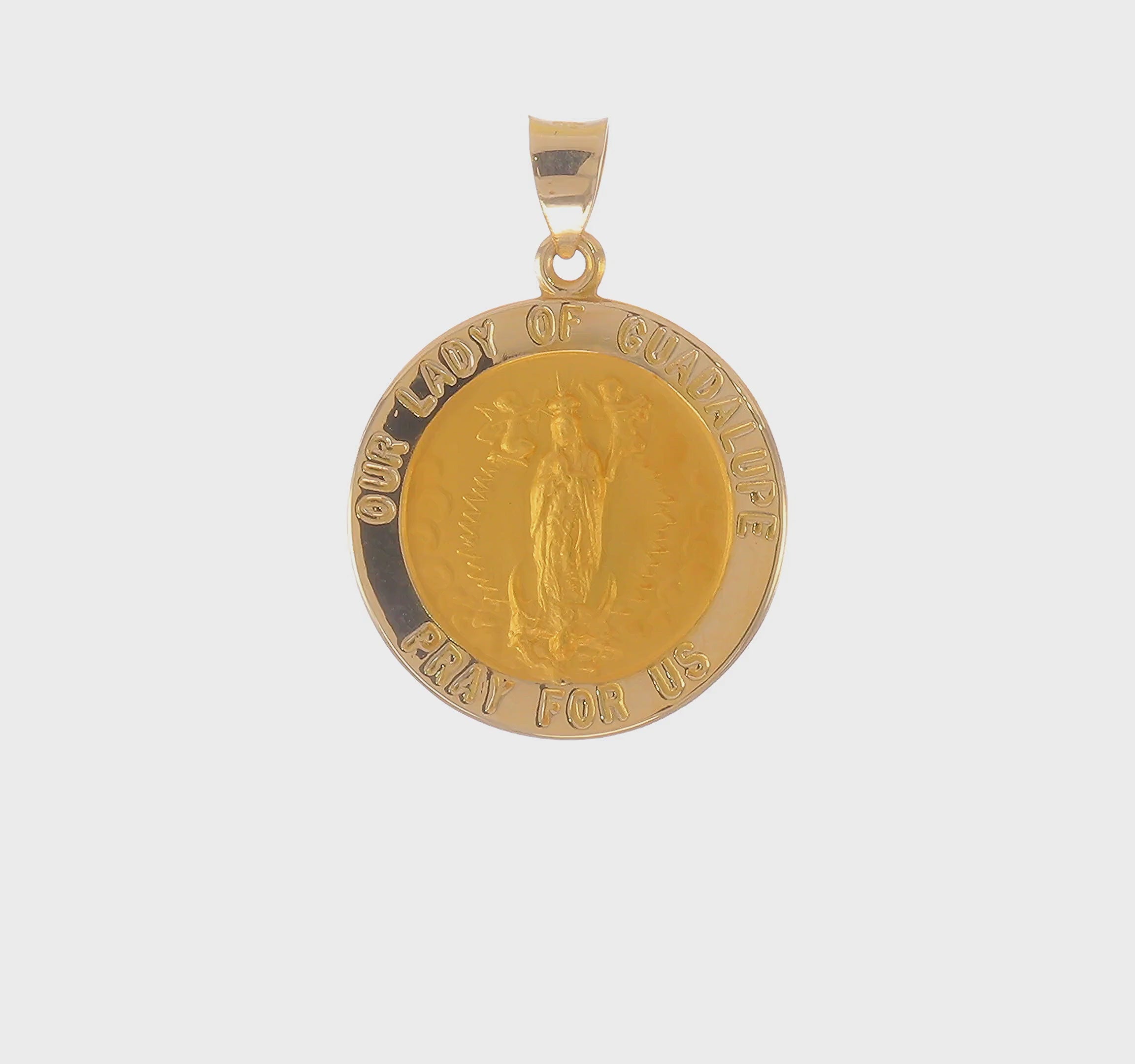 14kt Yellow Gold Polished/Satin Our Lady of Guadalupe Medal Hollow Pendant