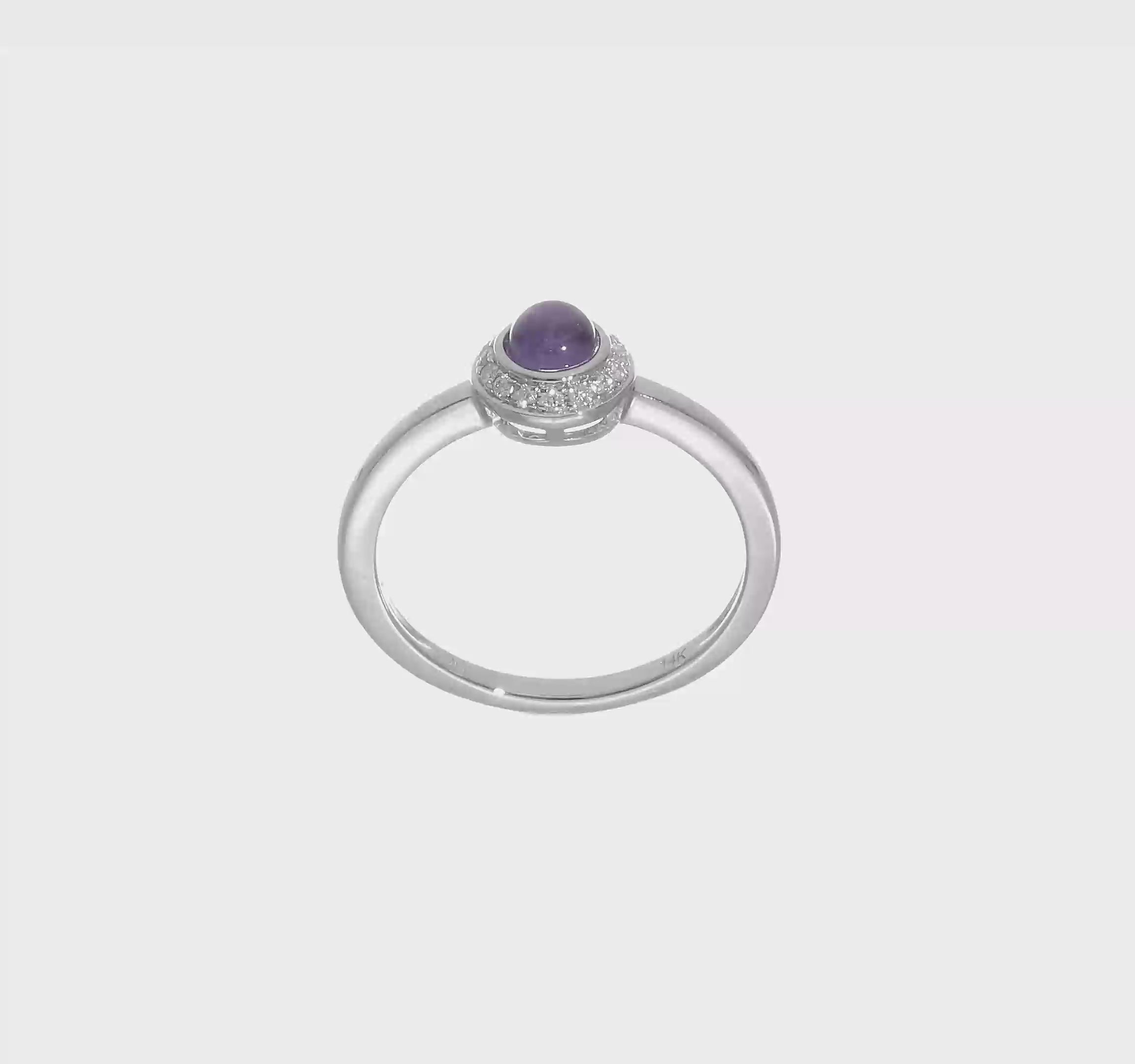 14kt White Gold Diamond and Cabochon Amethyst Ring