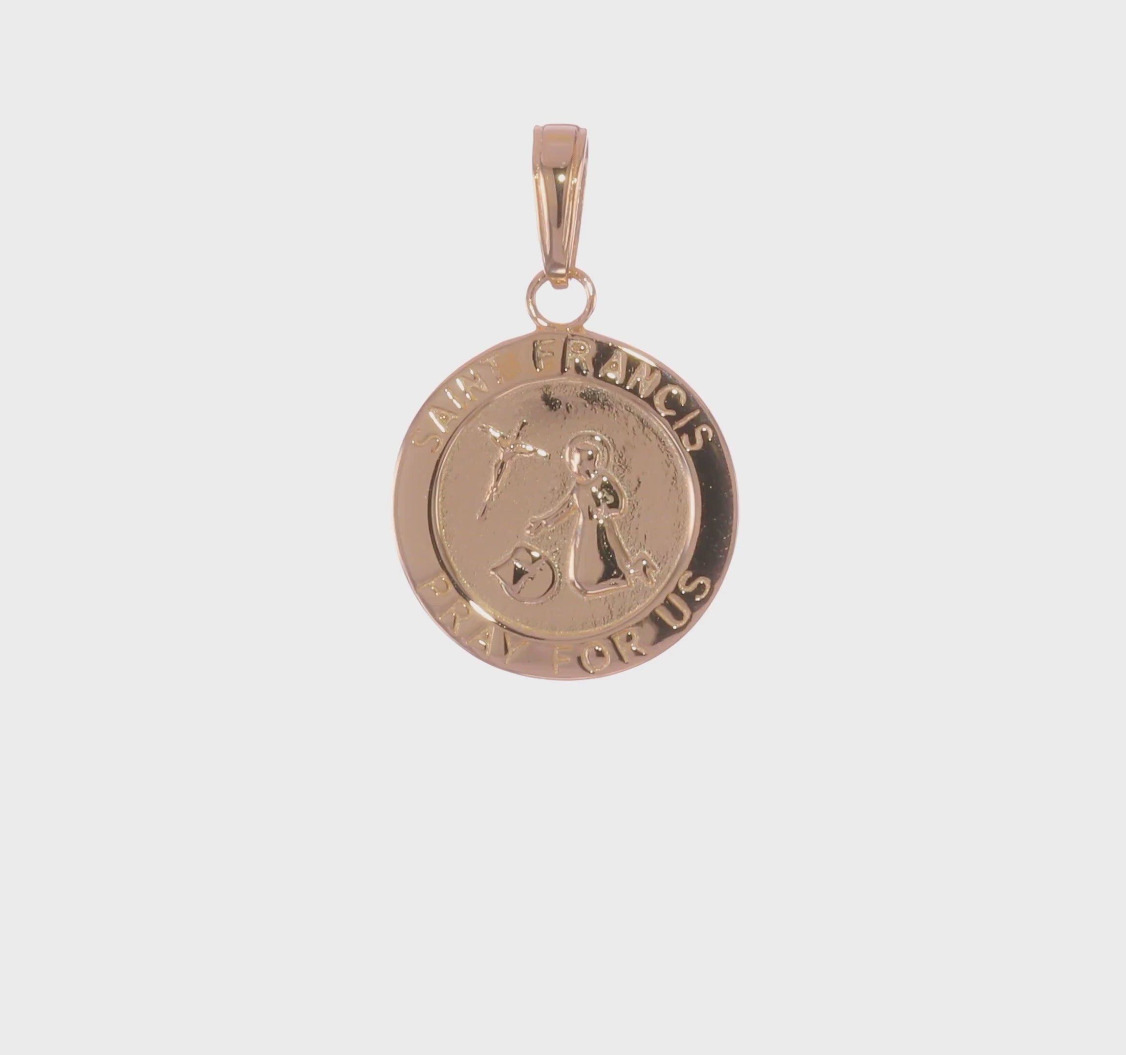 14KT Yellow Gold Gold Satin And Polished Saint Francis Medal Pendant