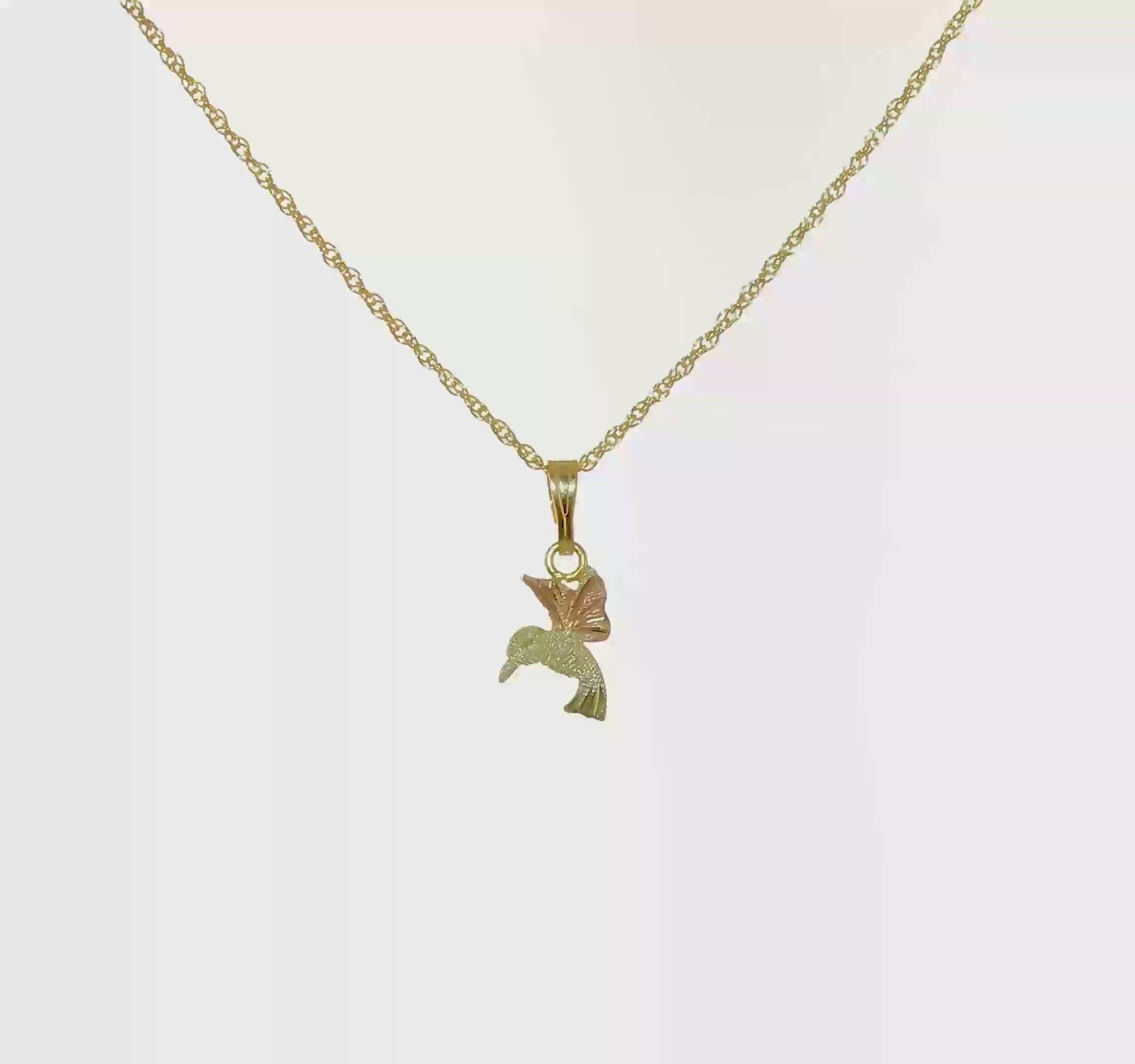 10kt Tri-Color Black Hills Gold Hummingbird Necklace