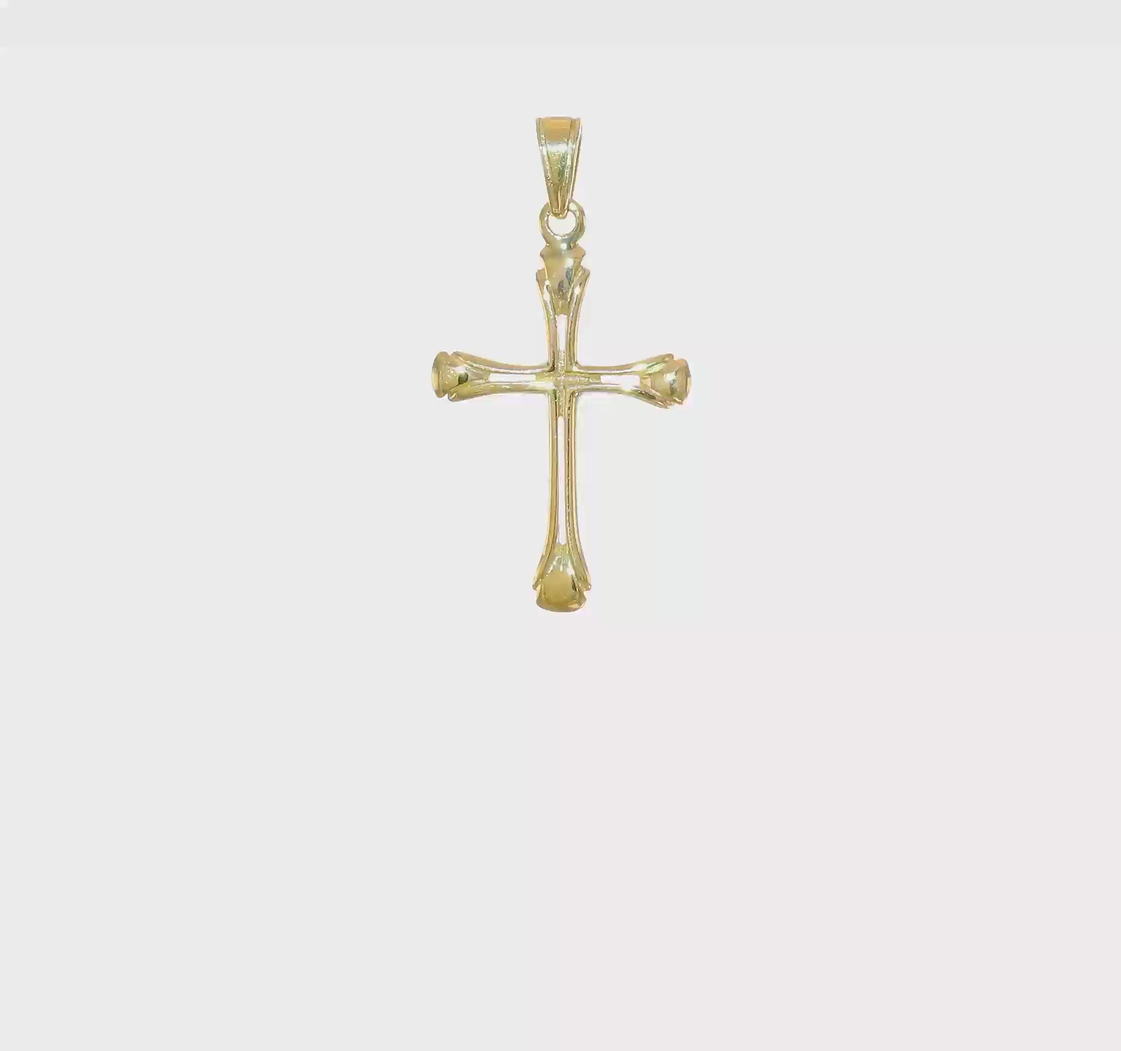 10KT Yellow Gold Cross with Triangle Tips Pendant