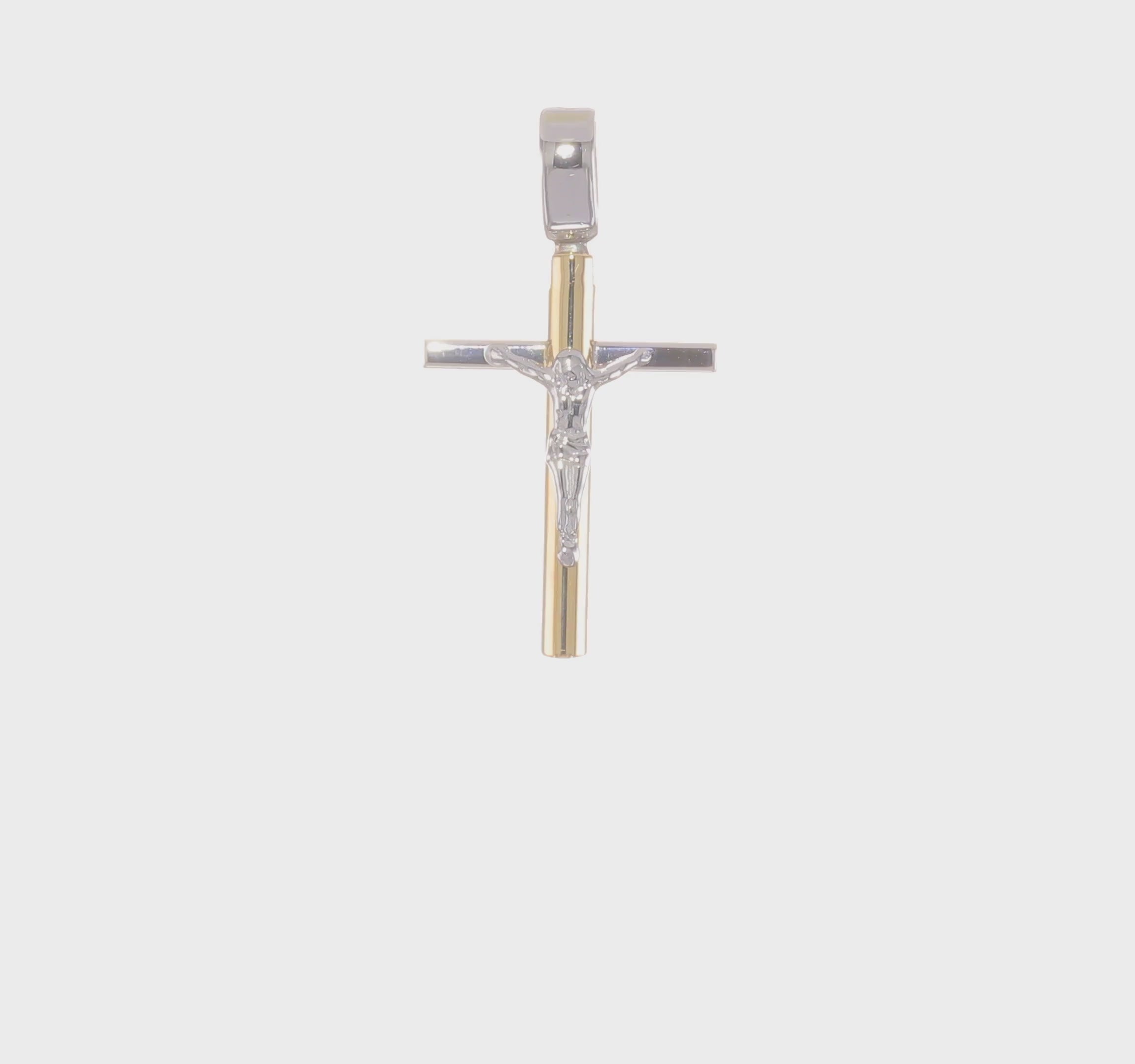 14kt Two-tone Polished Crucifix Pendant