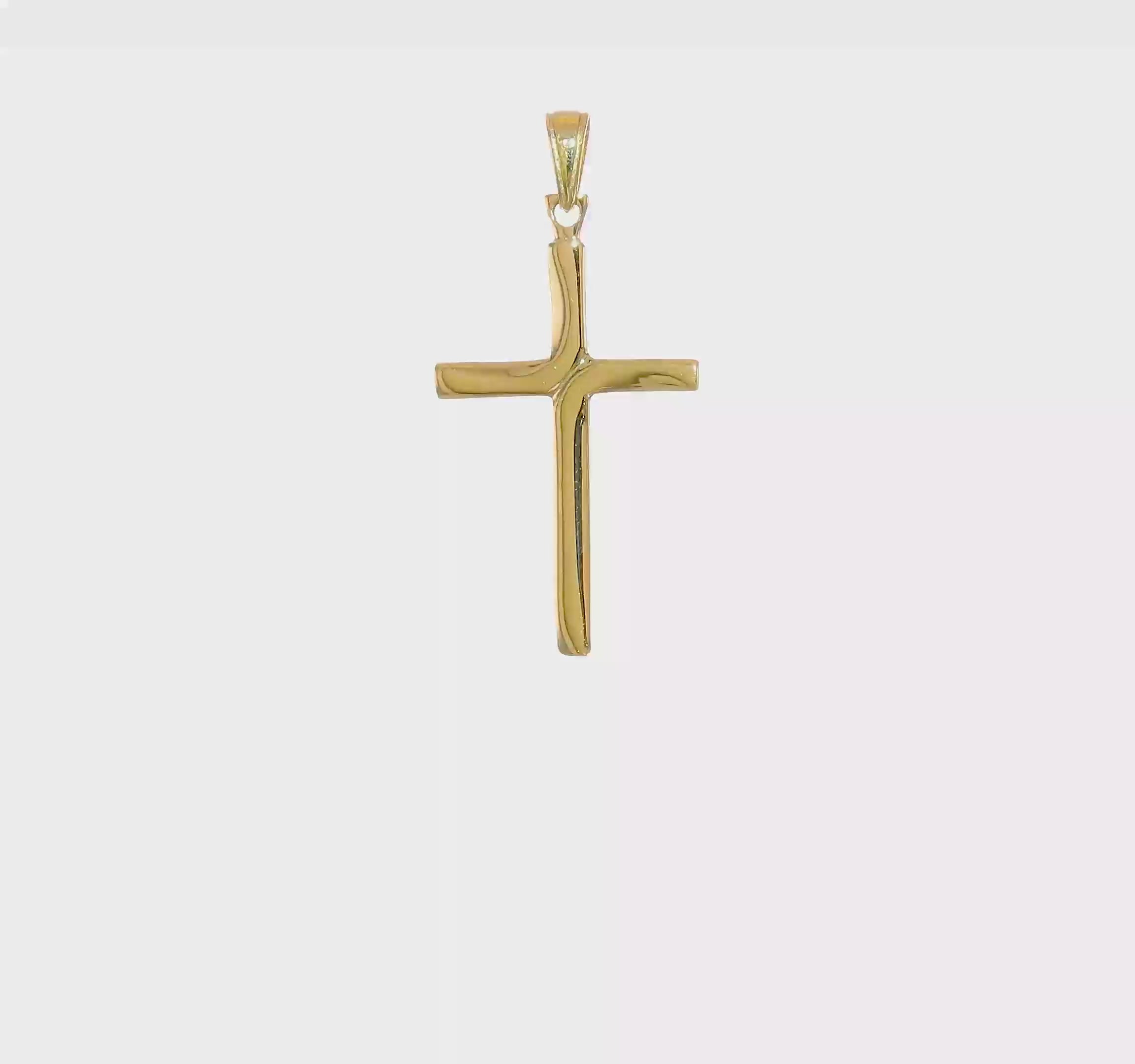 10KT Yellow Gold Polished Finish Accent Stick Cross Pendant