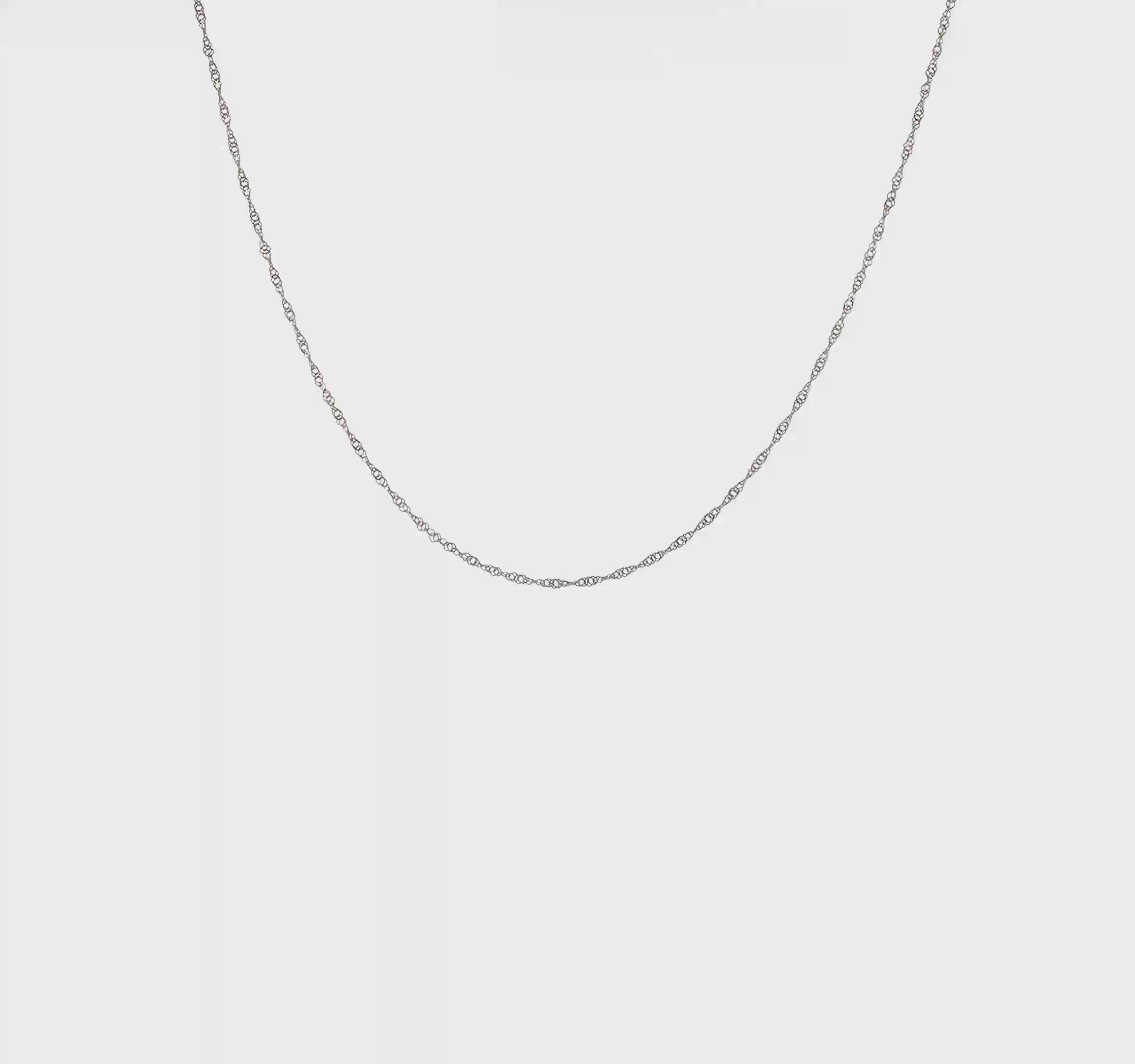 14kt White Gold 20 inch Carded 1mm Singapore with Spring Ring Clasp Chain