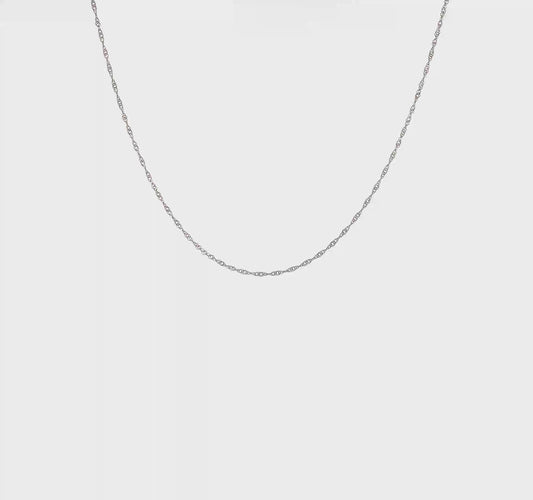14kt White Gold 20 inch Carded 1mm Singapore with Spring Ring Clasp Chain