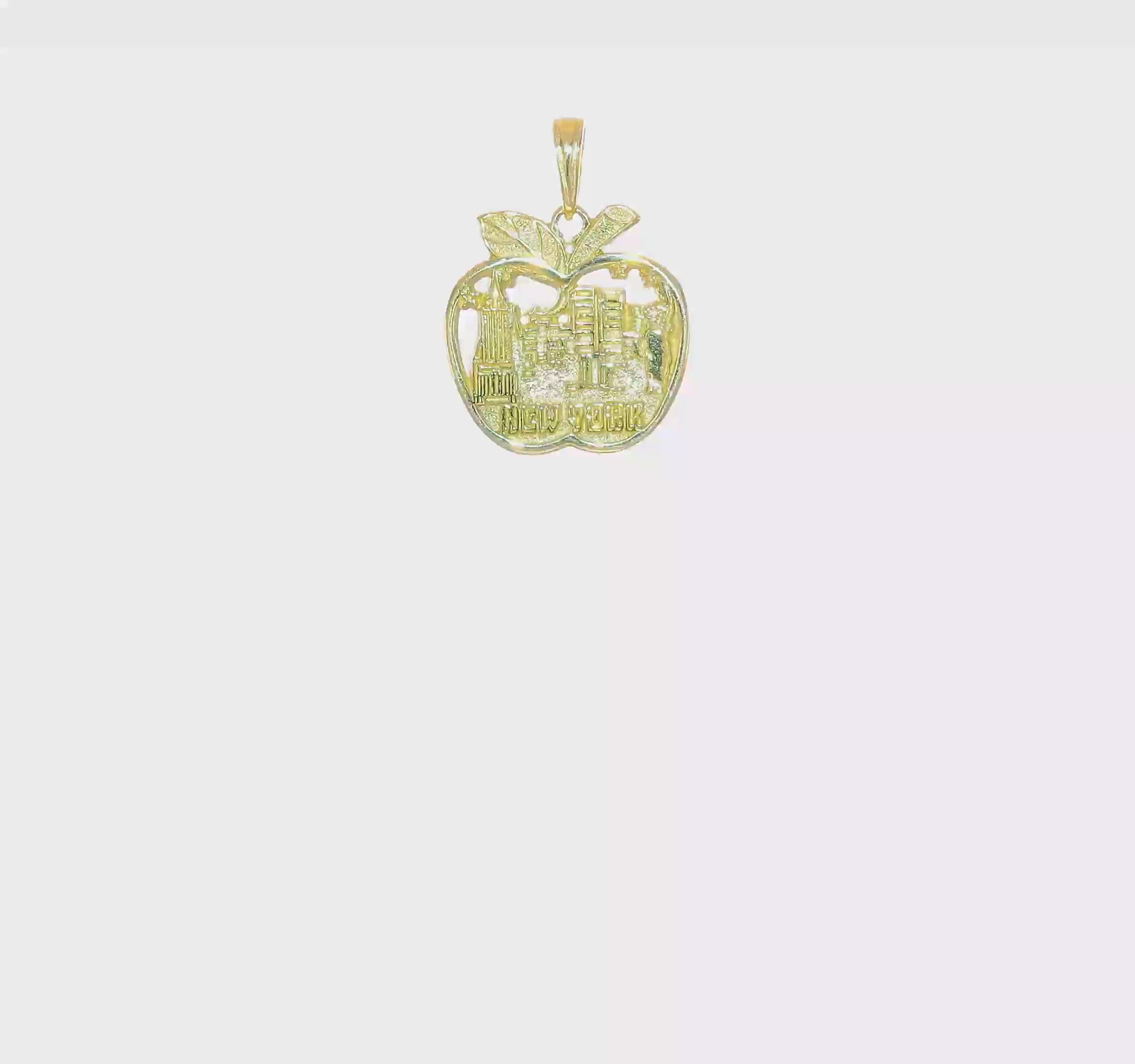 10kt Yellow Gold New York City Skyline in Apple Pendant
