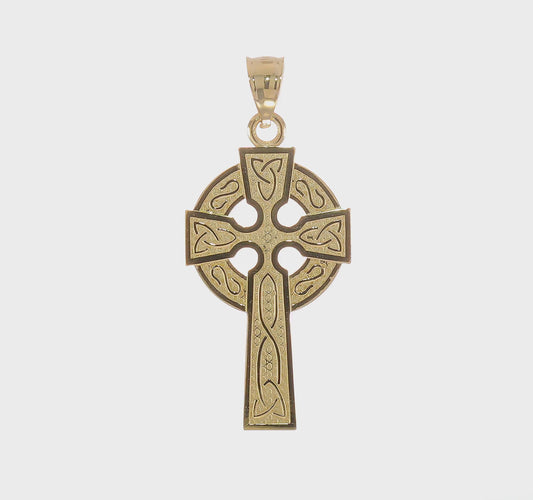 14kt Yellow Gold Polished Celtic Cross Pendant