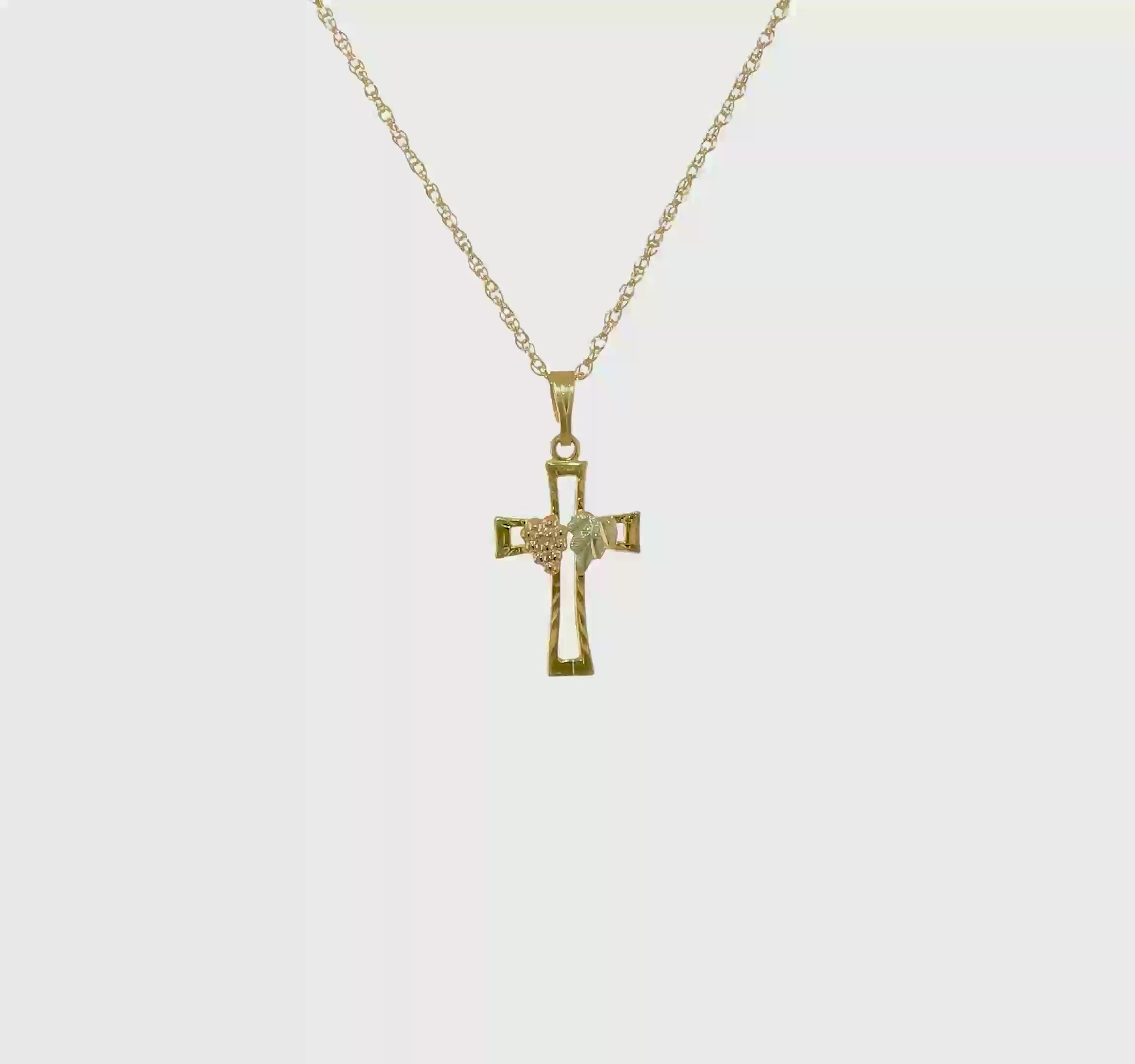 10kt Tri-Color Black Hills Gold Cross Necklace