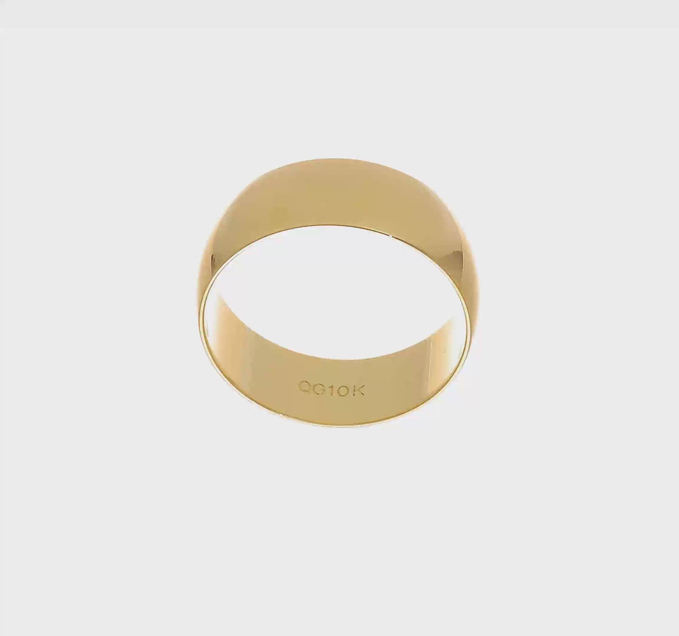 10kt Yellow Gold 8mm Lightweight Half Round Wedding Band Size 9