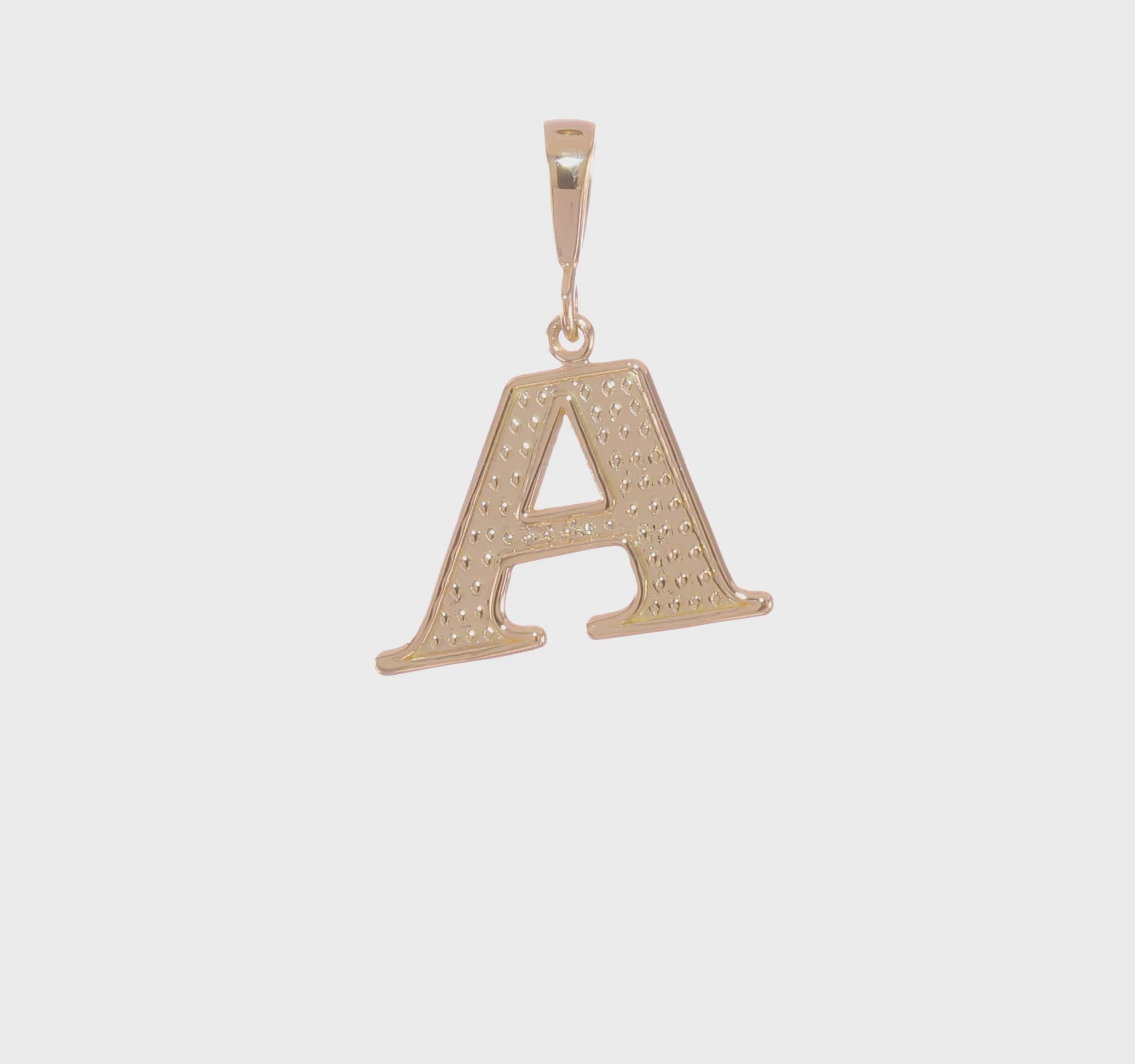 14kt Yellow Gold Textured Initial A Charm