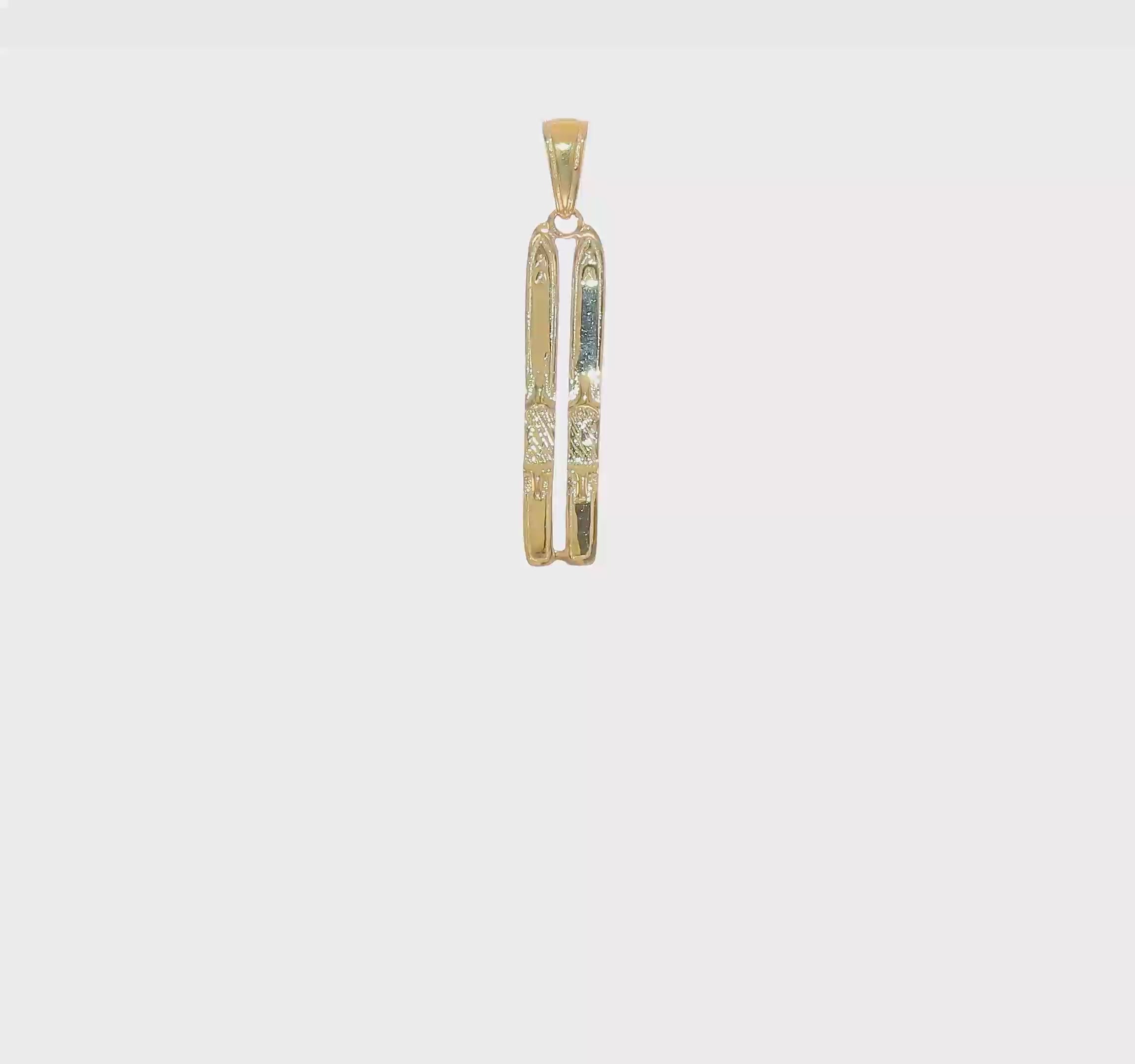 10kt Yellow Gold 3-D Snow Skis Pendant
