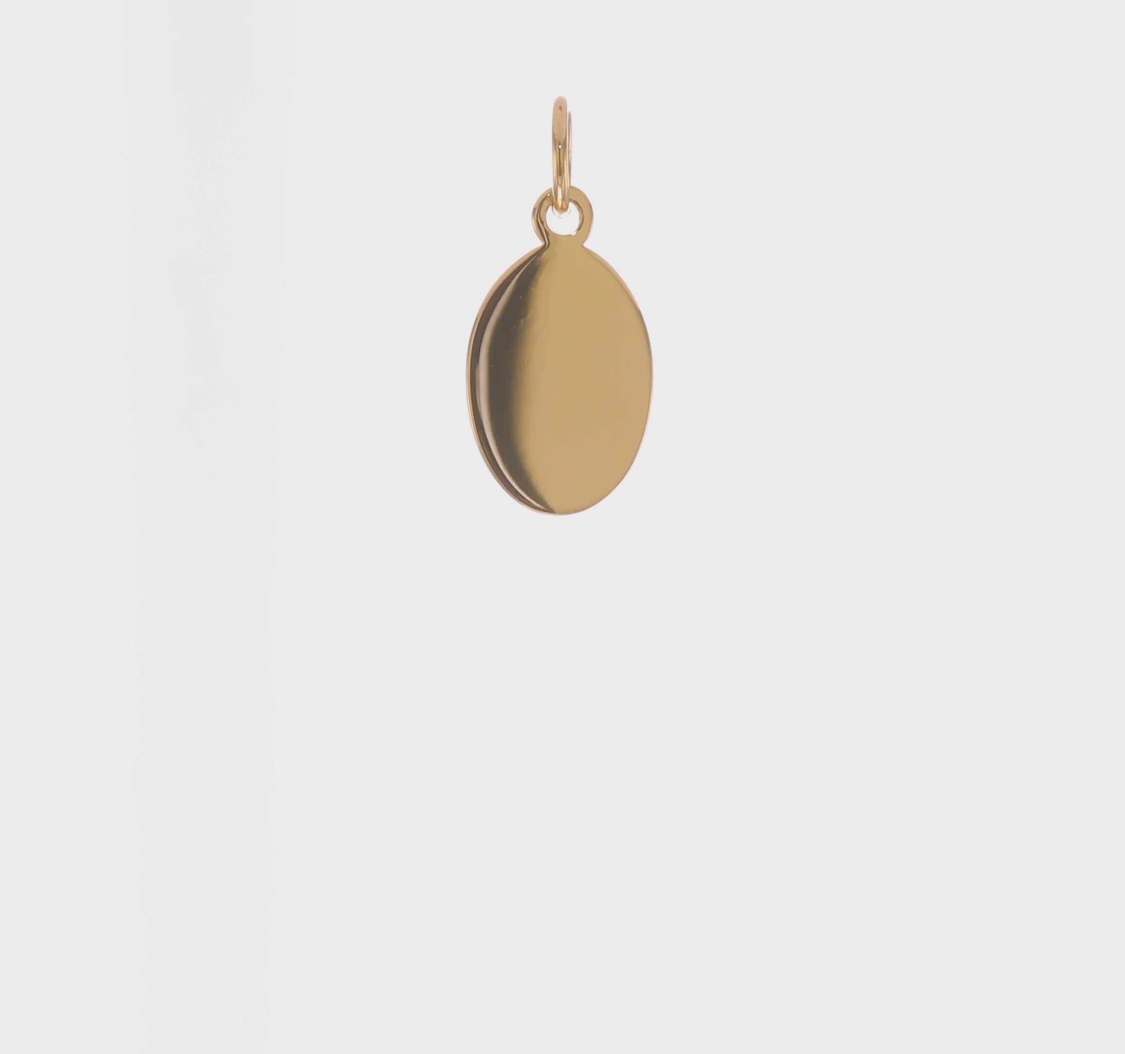 14kt Yellow Gold Plain .035 Gauge Engravable Oval Disc Charm