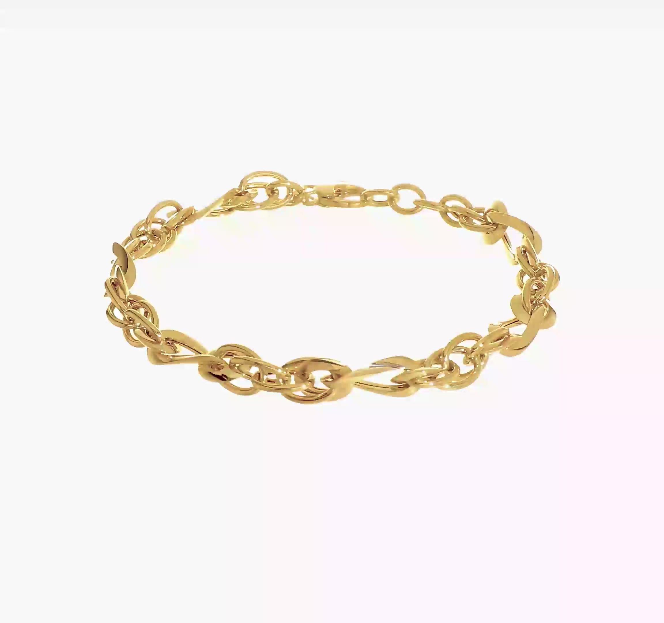 14kt Yellow Gold Polished Fancy Link 7in Bracelet