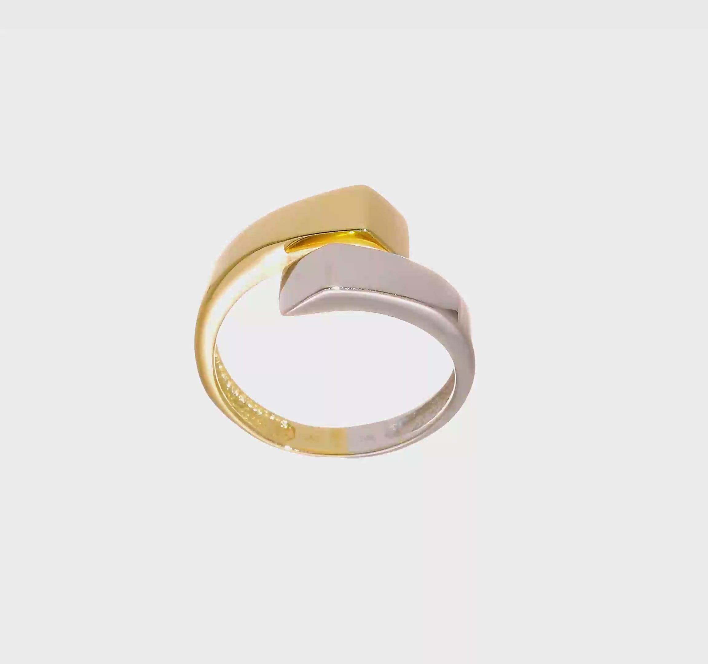 14kt Two-tone Square Overlapping Ring