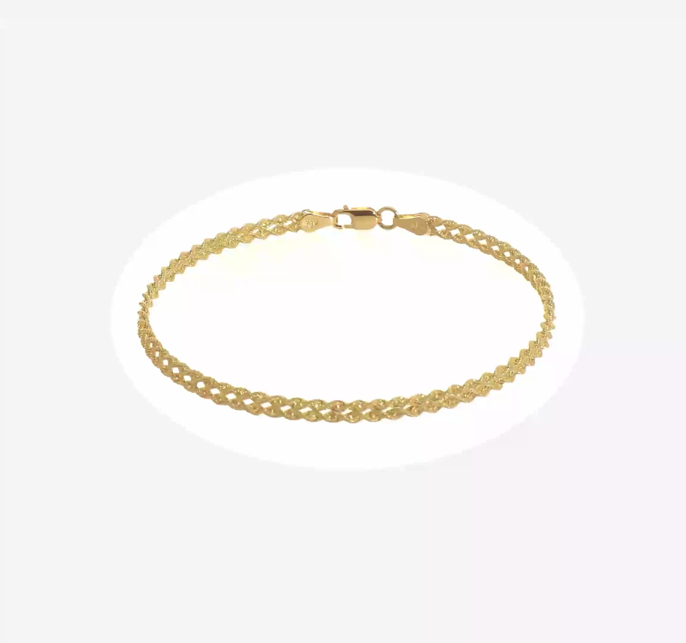14kt Yellow Gold 3.0mm Wide Double Strand Rope Bracelet
