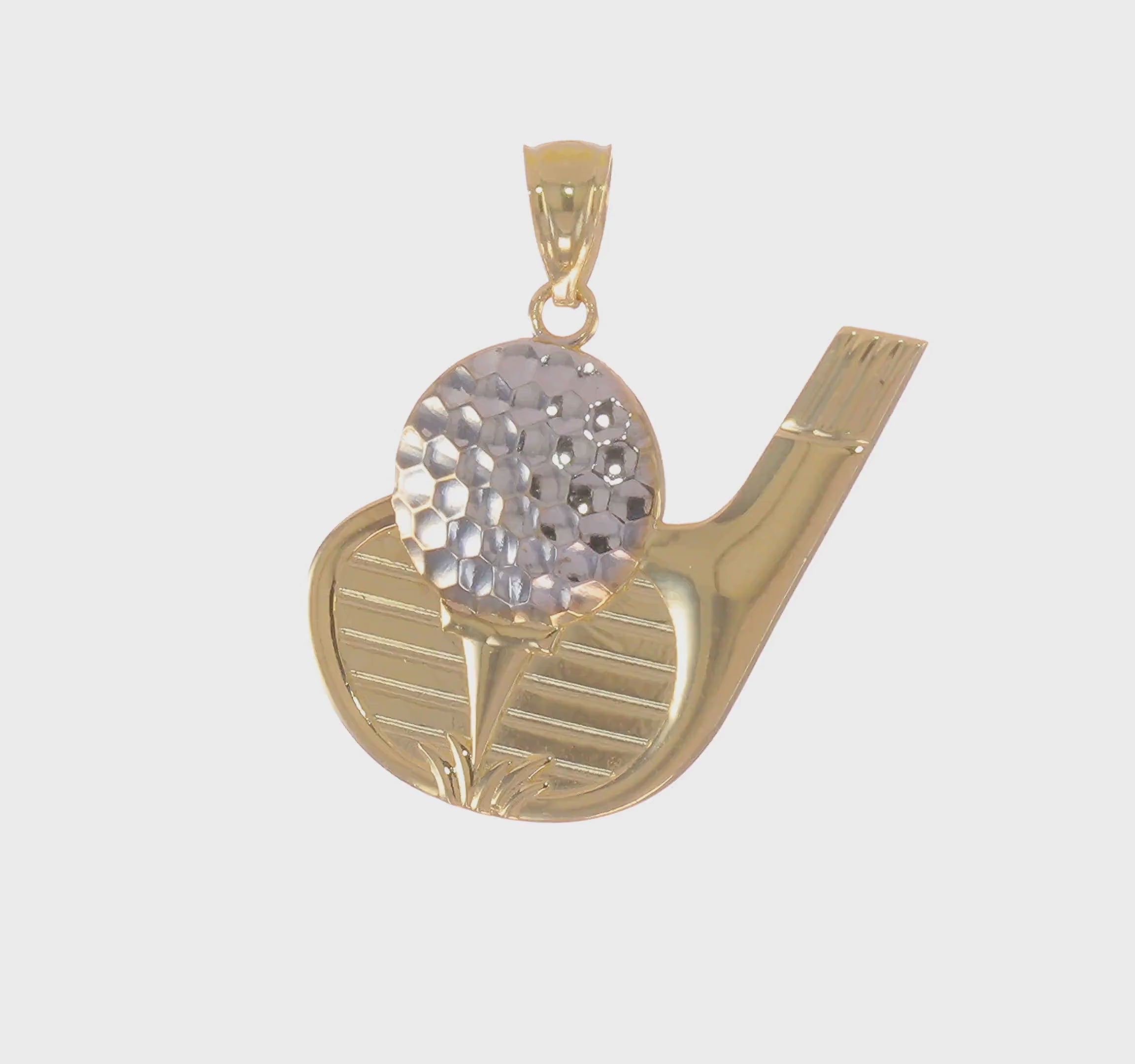 14kt Yellow Gold and Rhodium Golf Pendant