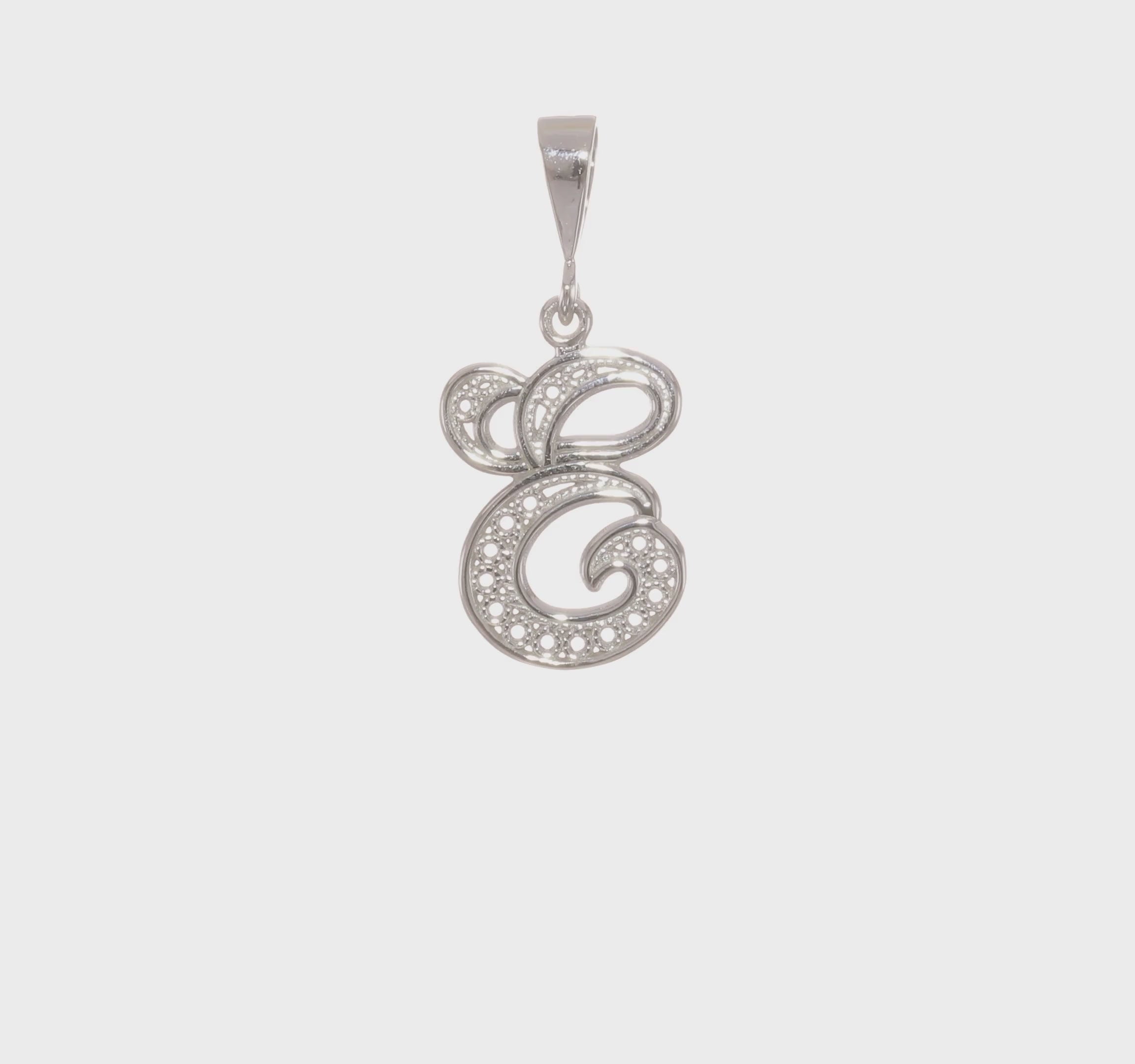 10KW Filigree Initial E Pendant