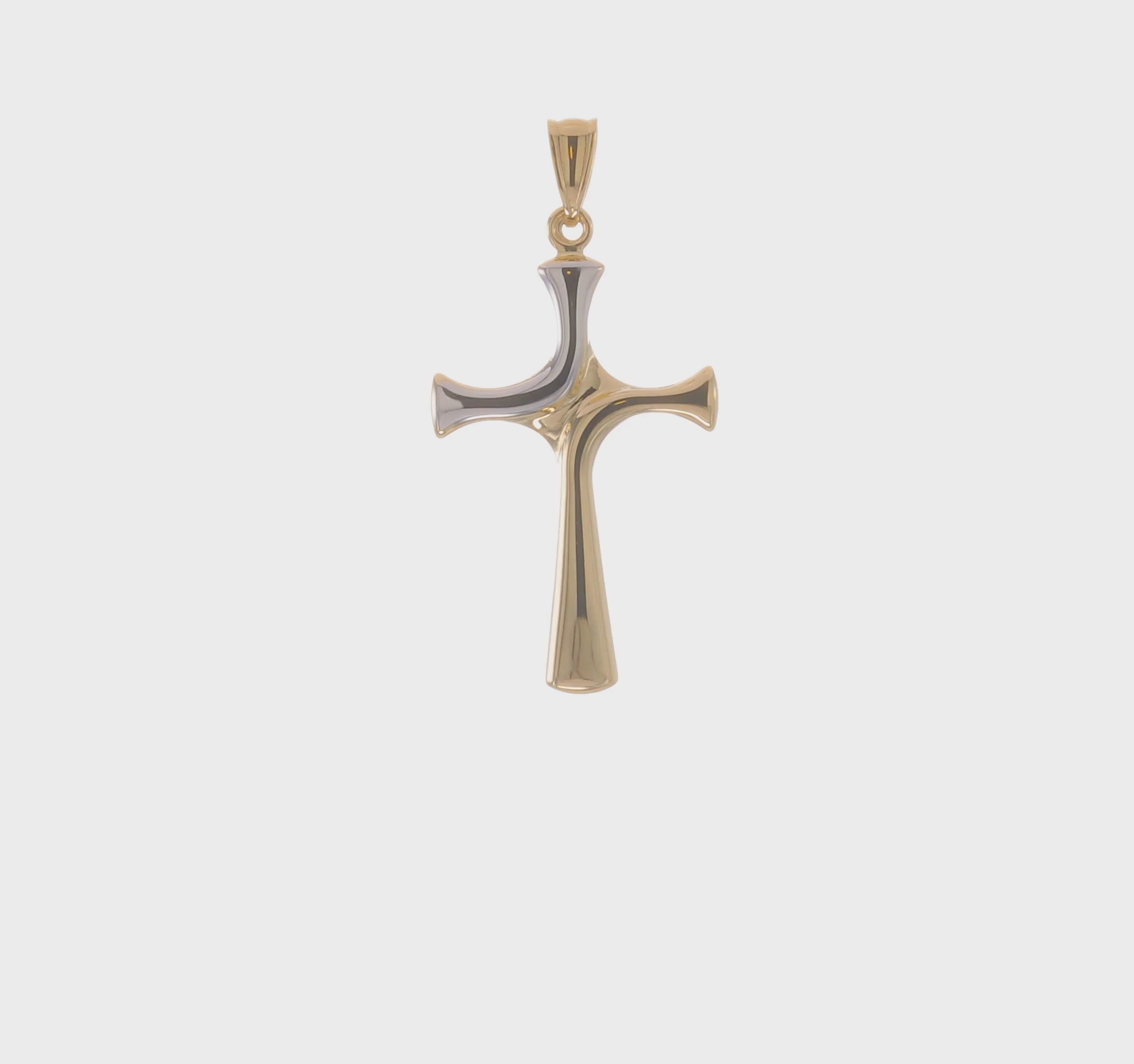 14kt Yellow Gold w/Rhodium Fancy Cross Pendant