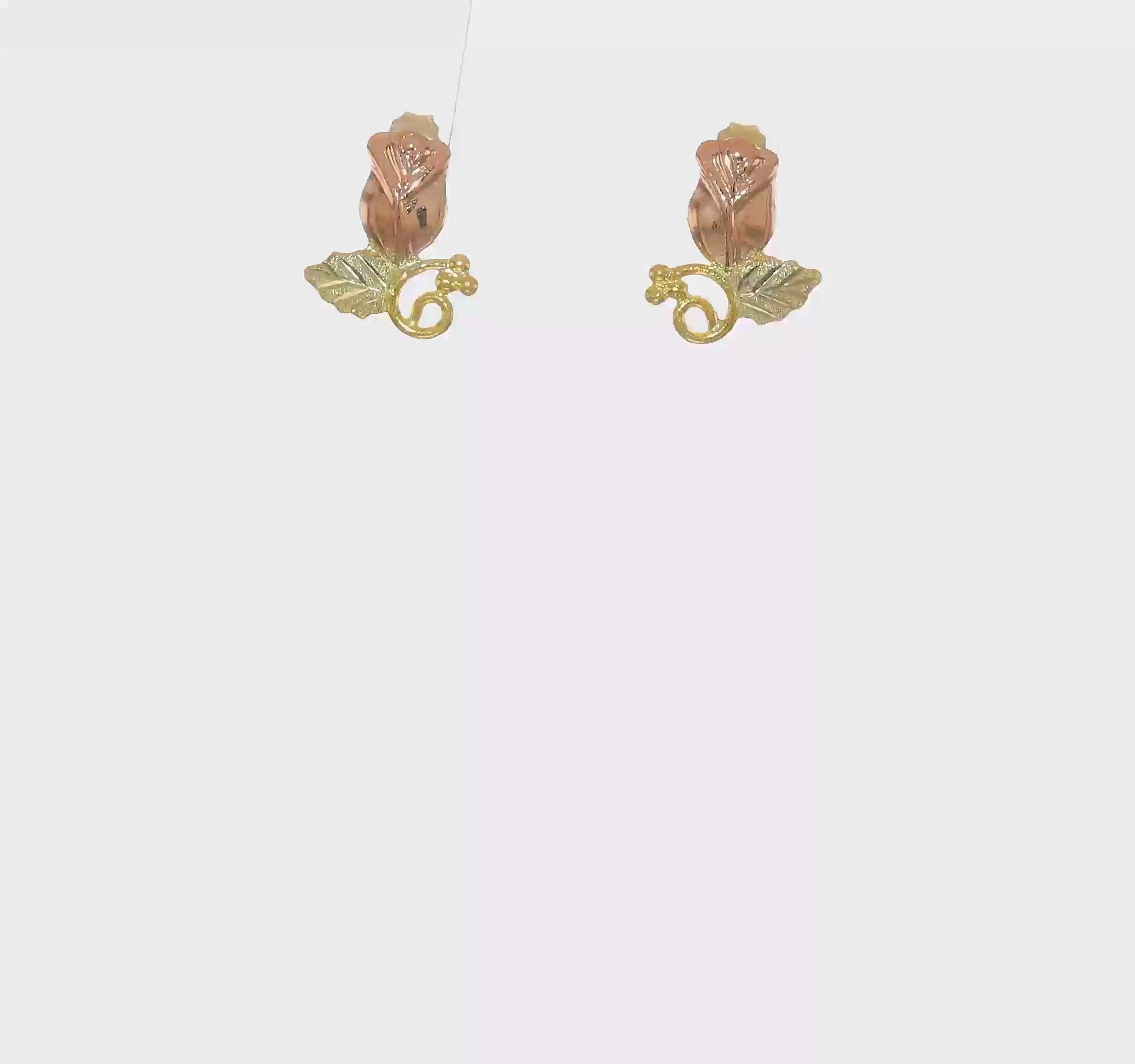 10kt Tri-Color Black Hills Gold Rose Post Earrings