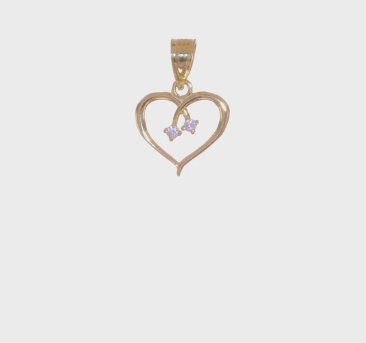 10KT Yellow Gold CZ Heart Pendant