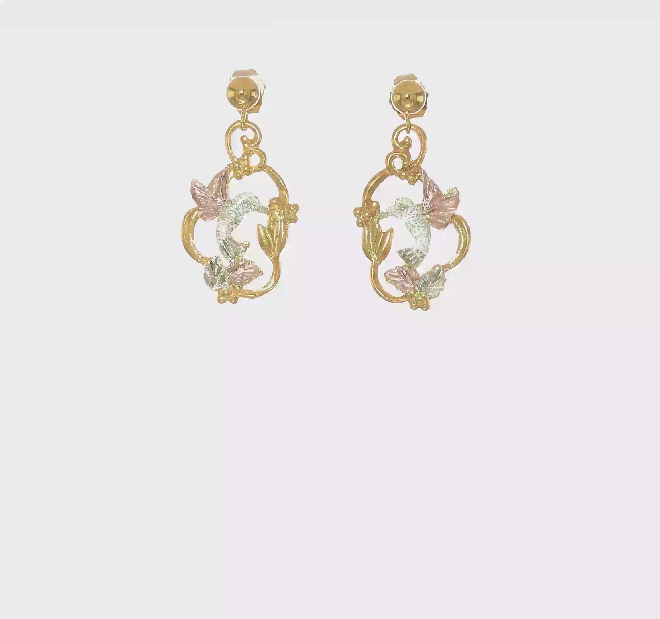 10kt Tri-color Black Hills Gold Post Earrings