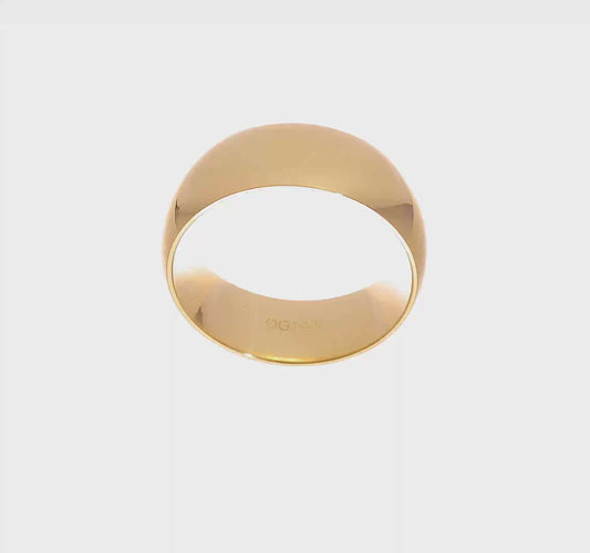 14kt Yellow Gold 8mm Standard Weight Comfort Fit Wedding Band Size 7.5