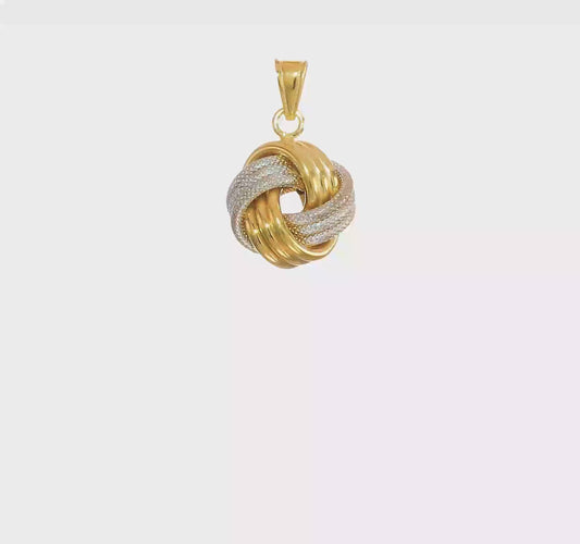 14kt Two-Tone Polished Textured Love Knot Pendant