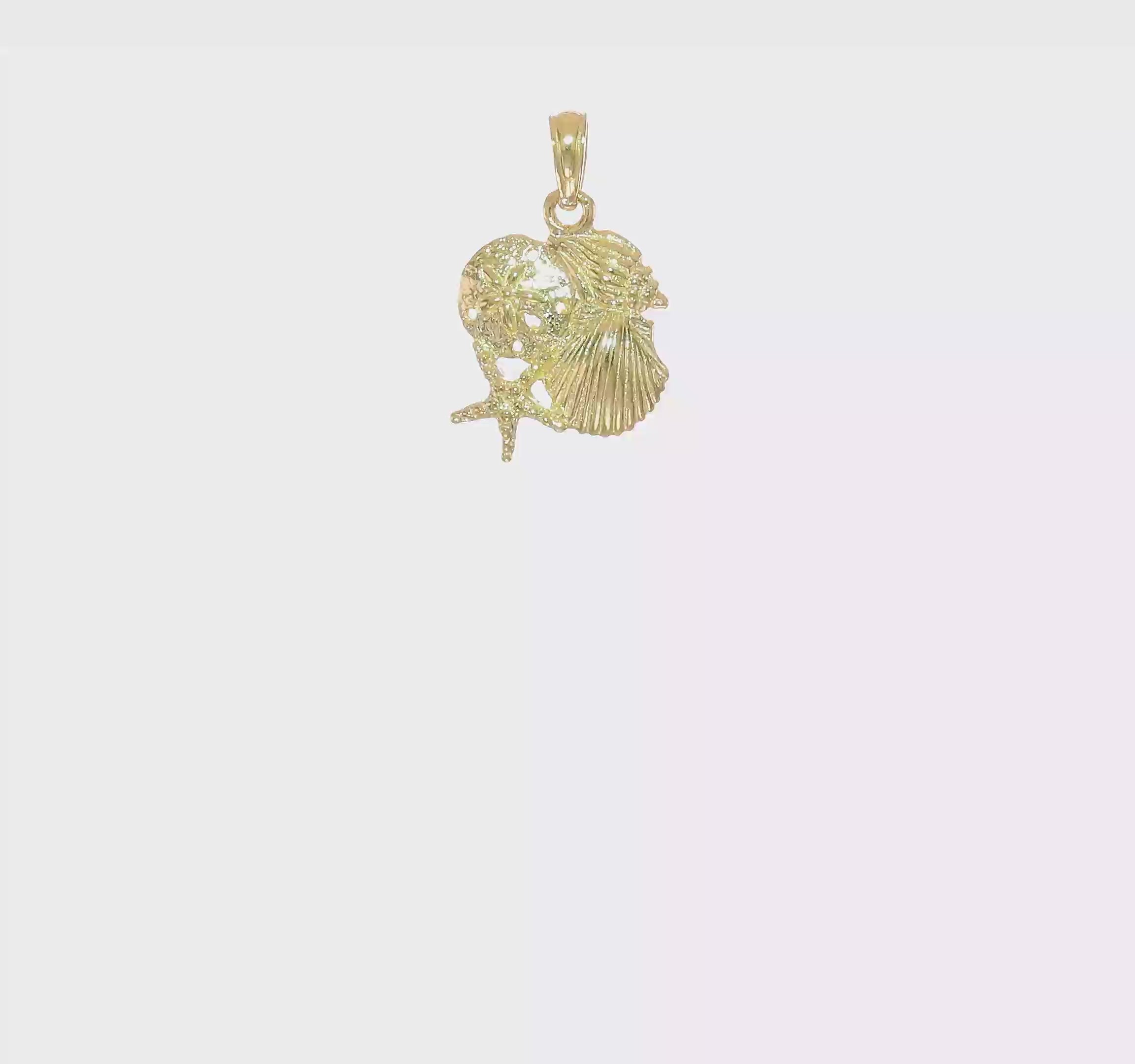 10kt Yellow Gold Solid Polished Mini Shell Cluster Pendant