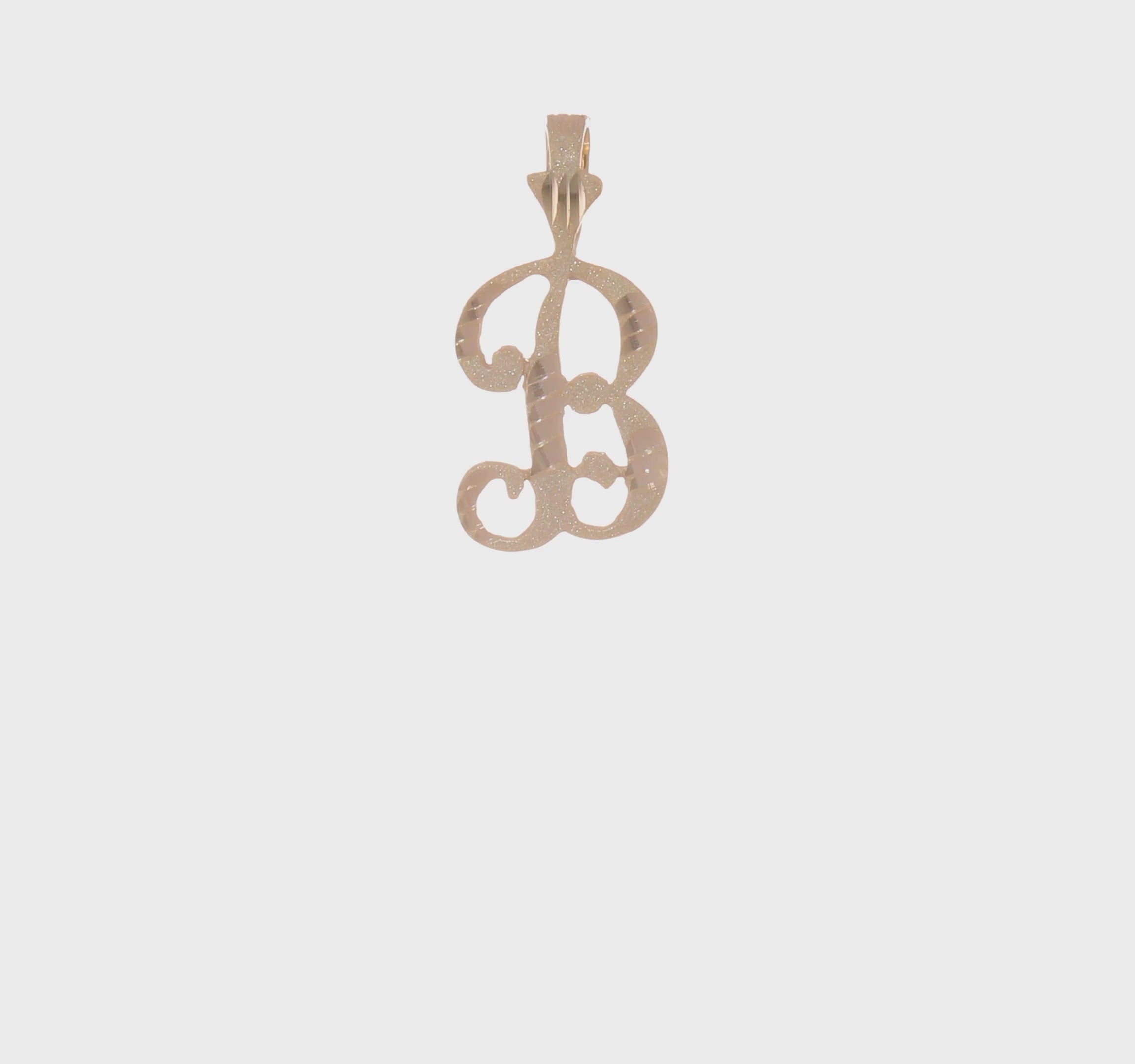 10kt Yellow Gold Diamond-cut Grooved Initial B Charm