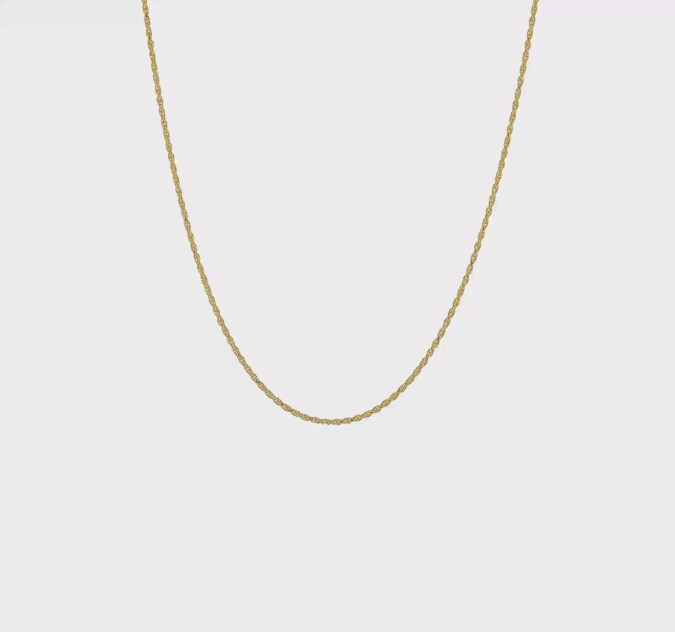 14KT Yellow Gold 20 inch 1.15mm Diamond-cut Machine Made Rope with Lobster Clasp Chain