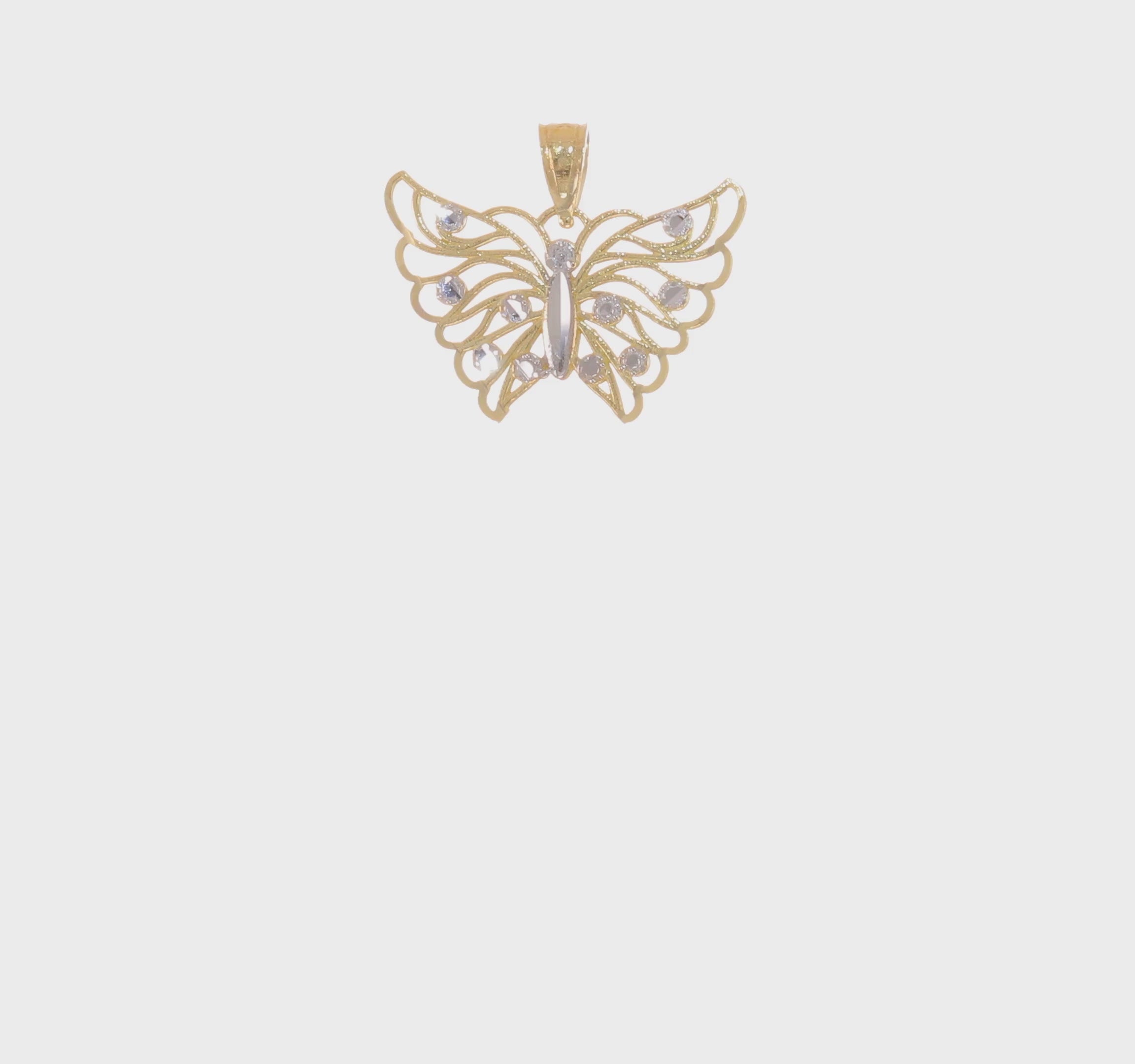 10KT Yellow Gold w/ Rhodium Butterfly Pendant