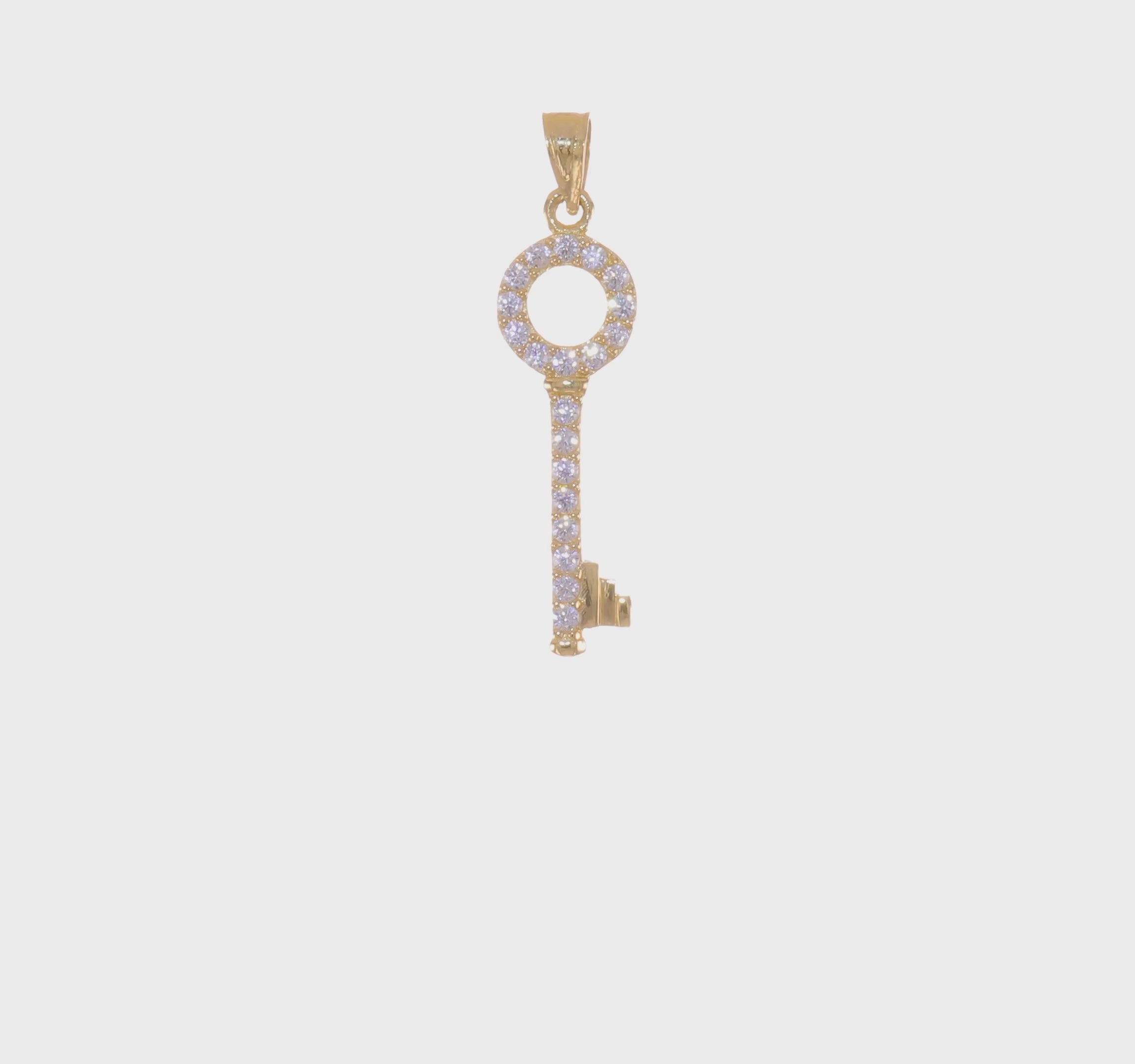 10kt Yellow Gold CZ Key Pendant