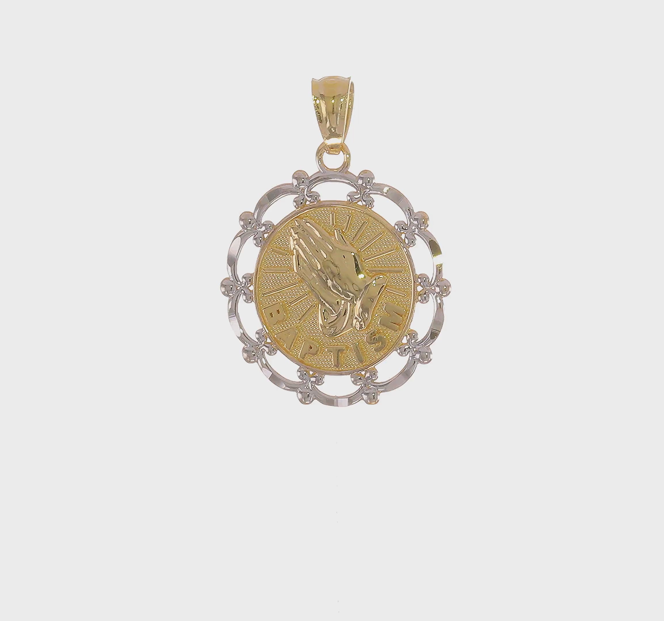 14kt Yellow Gold w/Rhodium Baptism Pendant