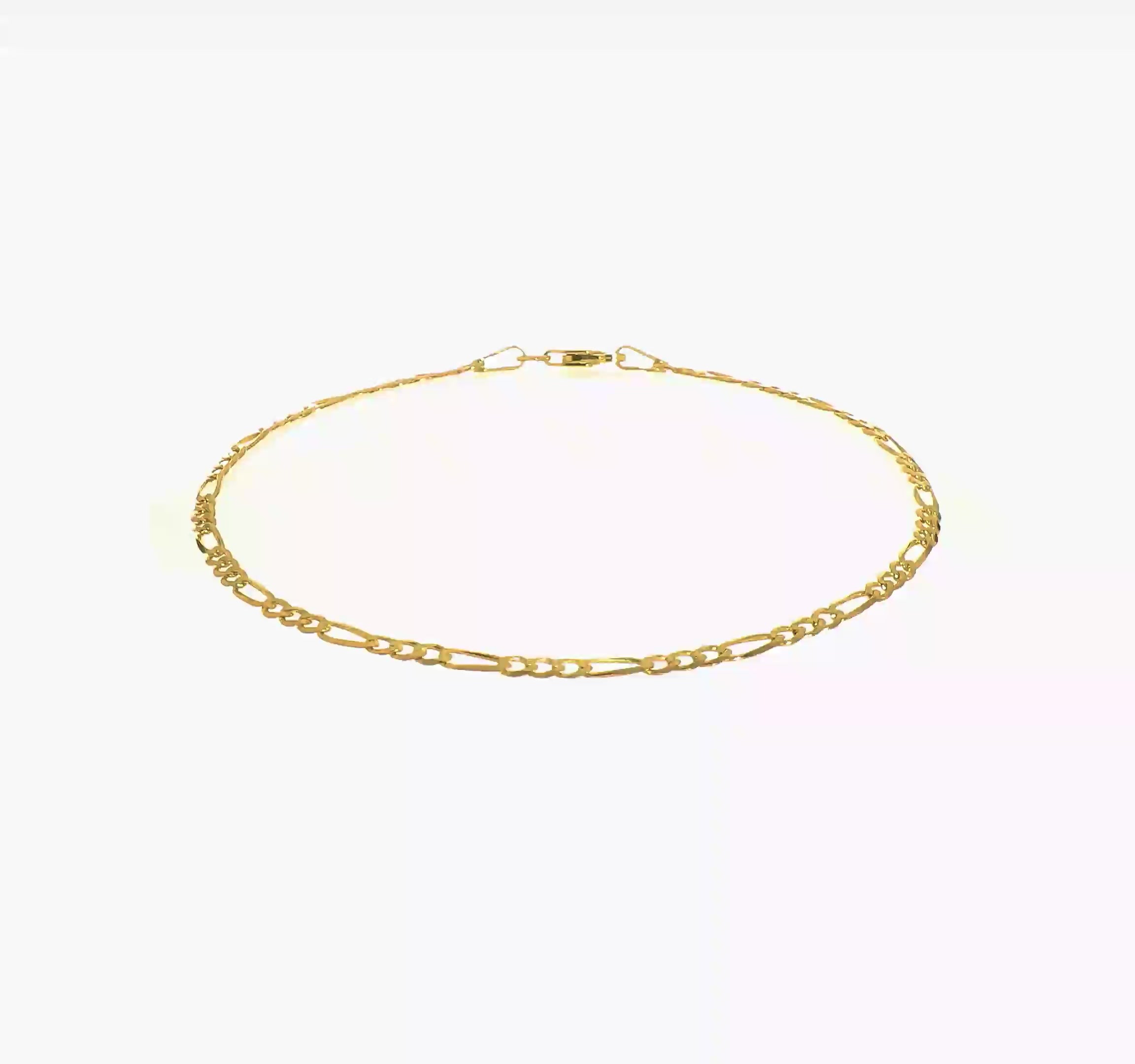 14KT Yellow Gold 2.25mm Flat Figaro Chain