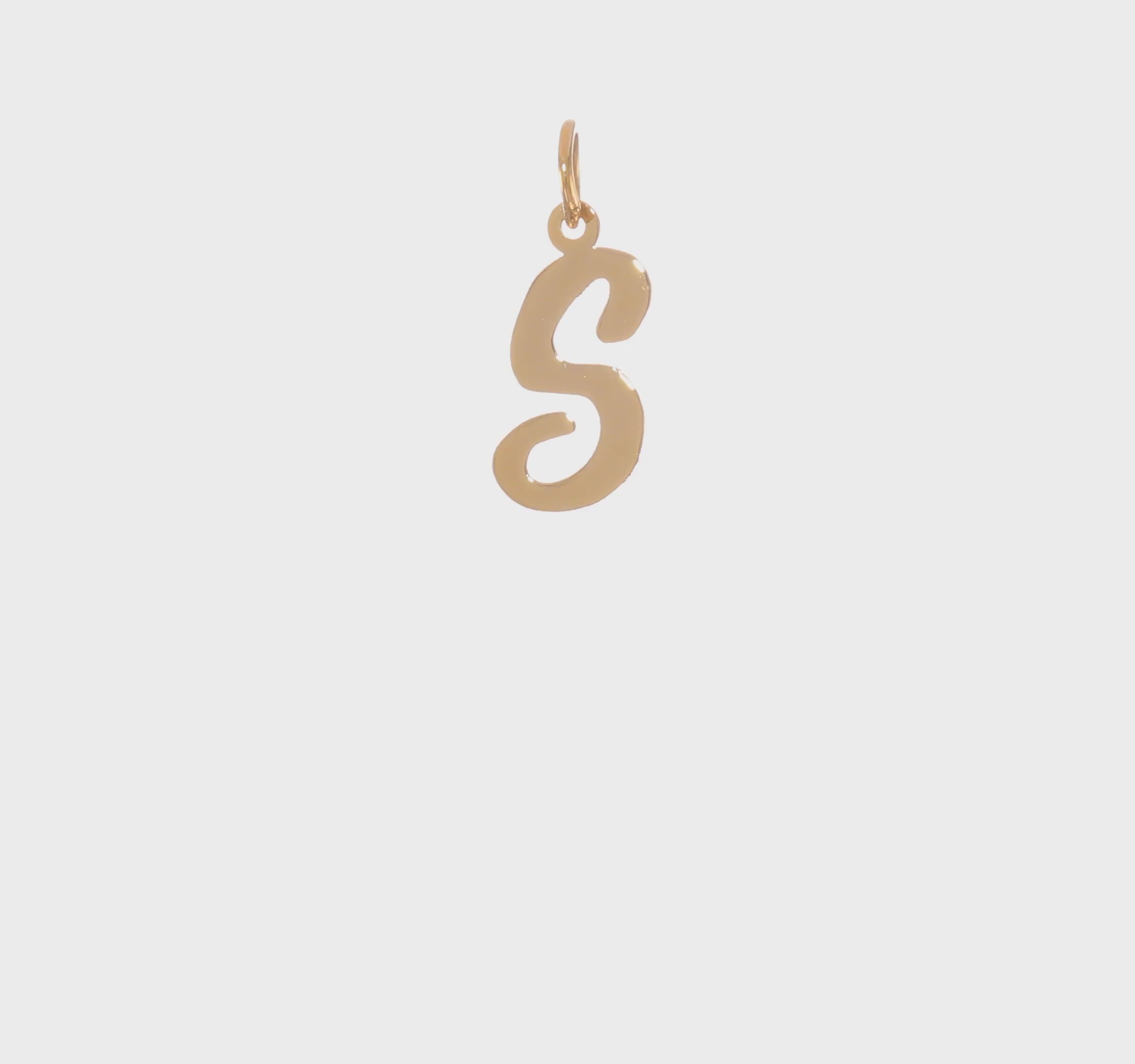 14kt Yellow Gold Medium Script Letter S Initial Charm