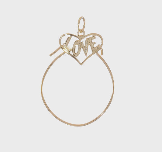 10KT Yellow Gold Polished Filigree LOVE Charm Holder