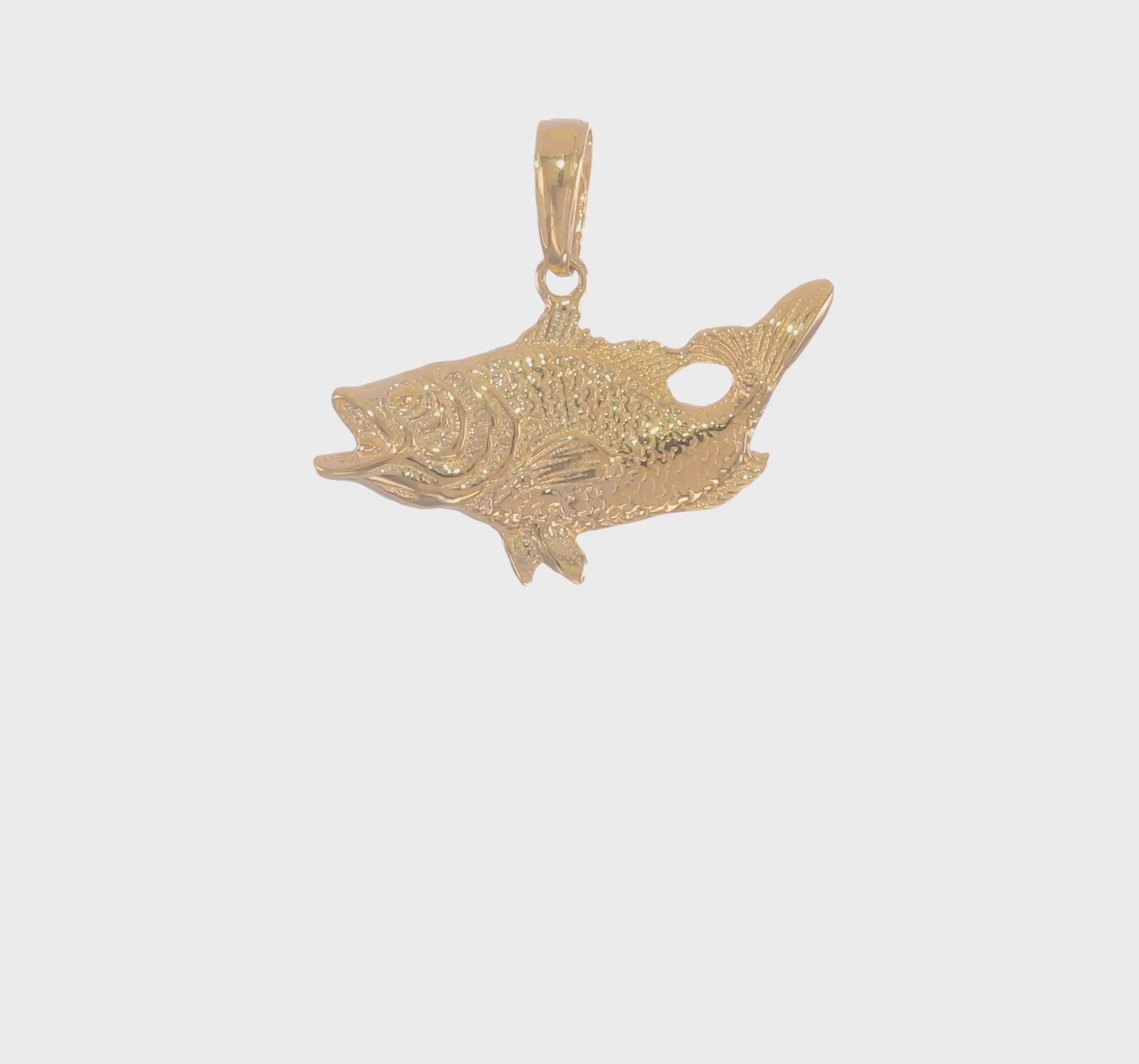 14kt Yellow Gold Open Mouthed Bass Fish Pendant