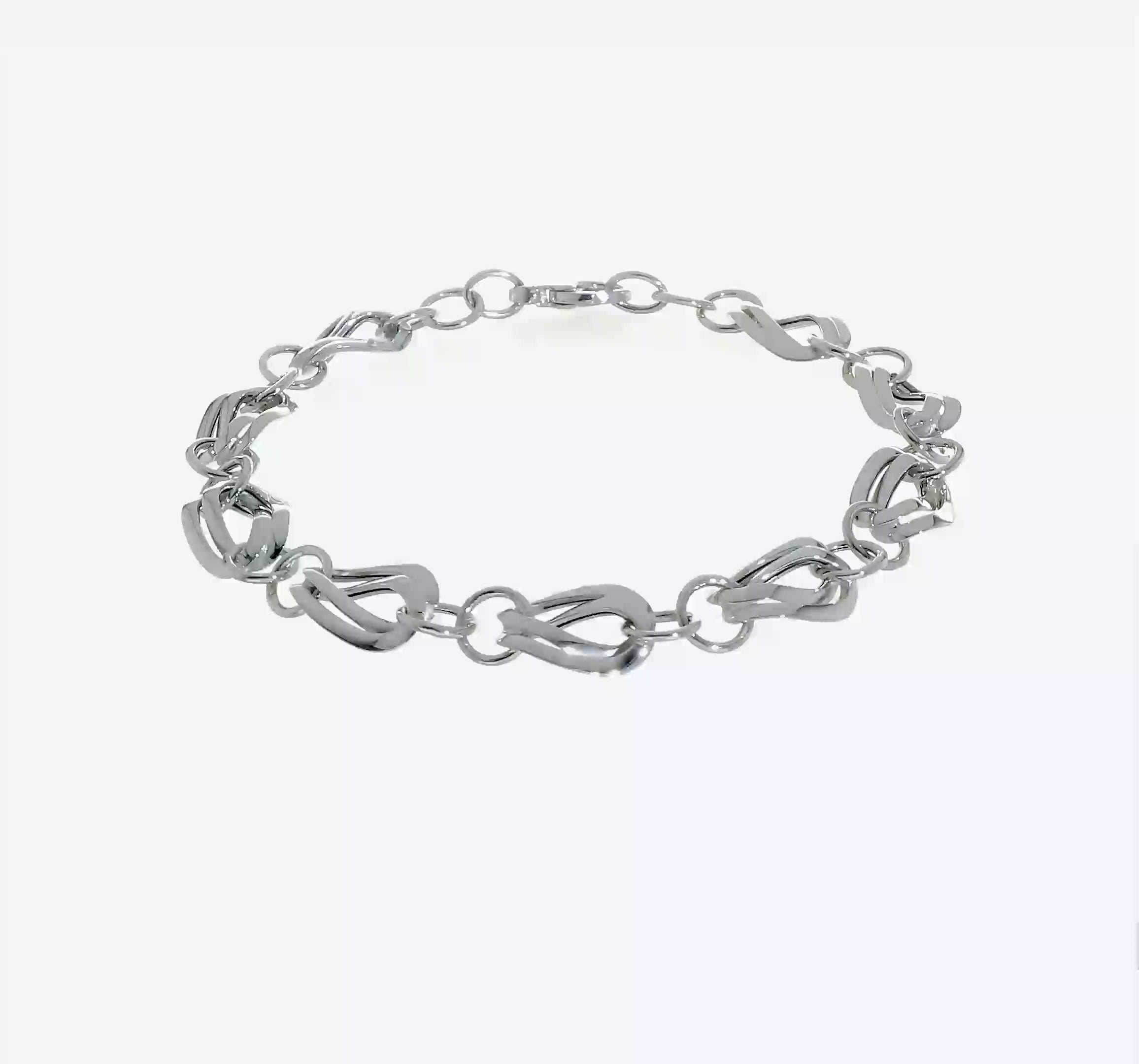 14KT White Gold Polished Fancy Link w/ .5 inch ext Bracelet