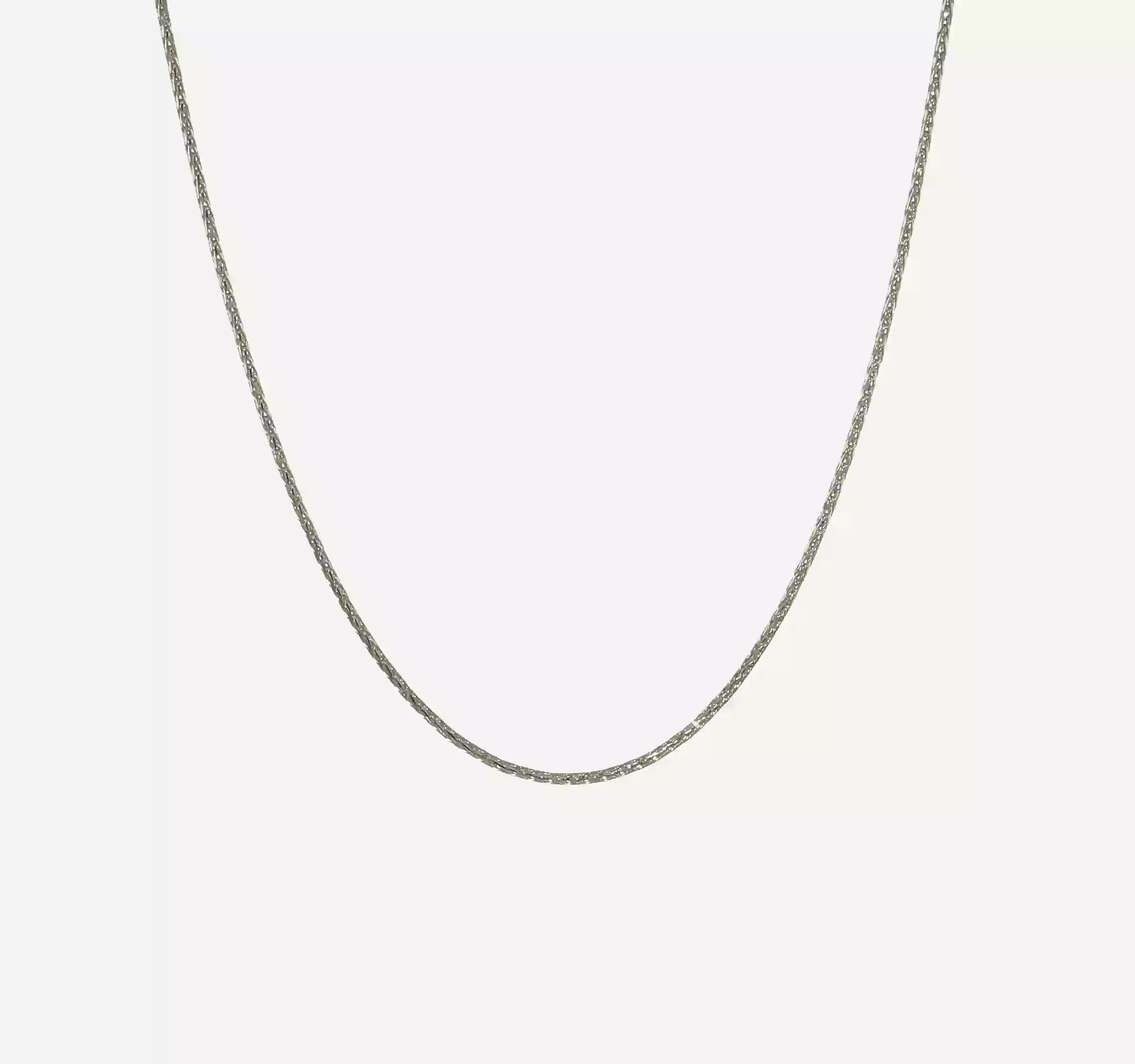 14KT White Gold Adjustable 1.3mm D/C Wheat Chain