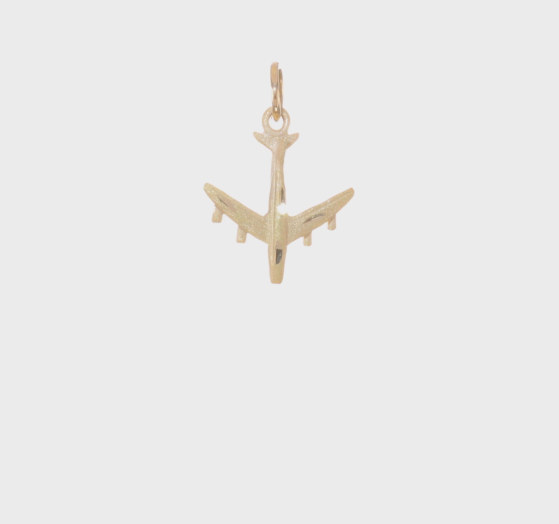 10kt Yellow Gold Solid Satin Airplane Charm