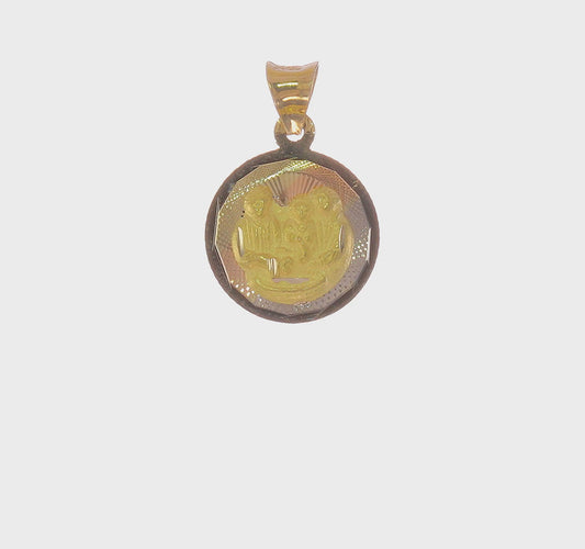 14kt Yellow Gold w/Rose and White Rhodium D/C  Baptism Pendant