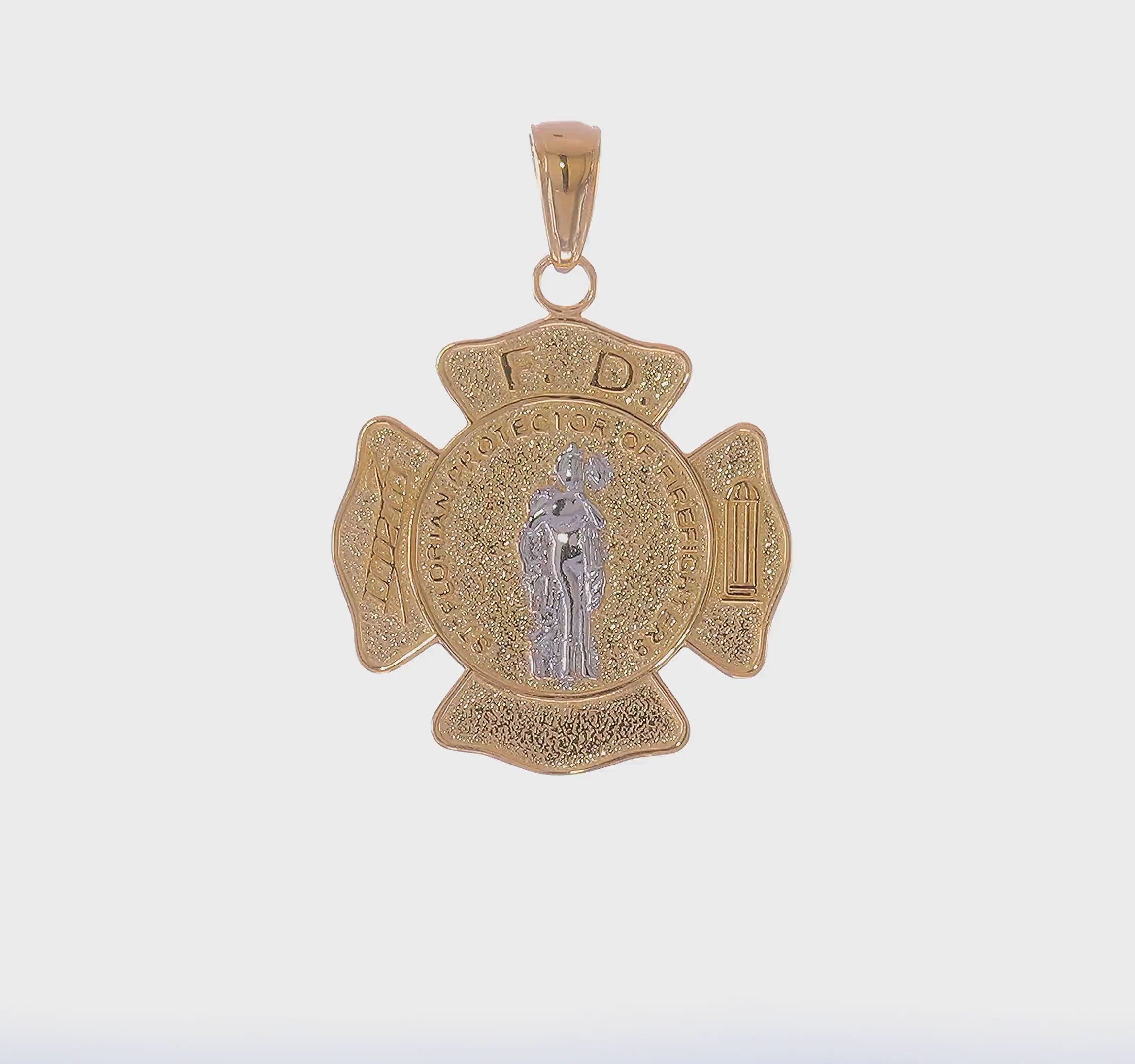14kt Two-tone Saint Florian Medal Pendant