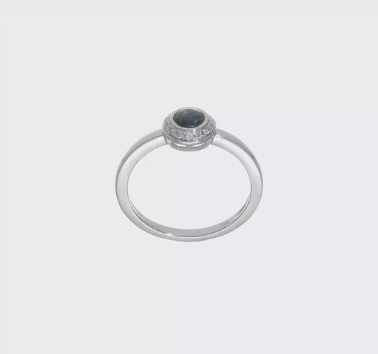 14kt White Gold Diamond and Cabochon Sapphire Ring
