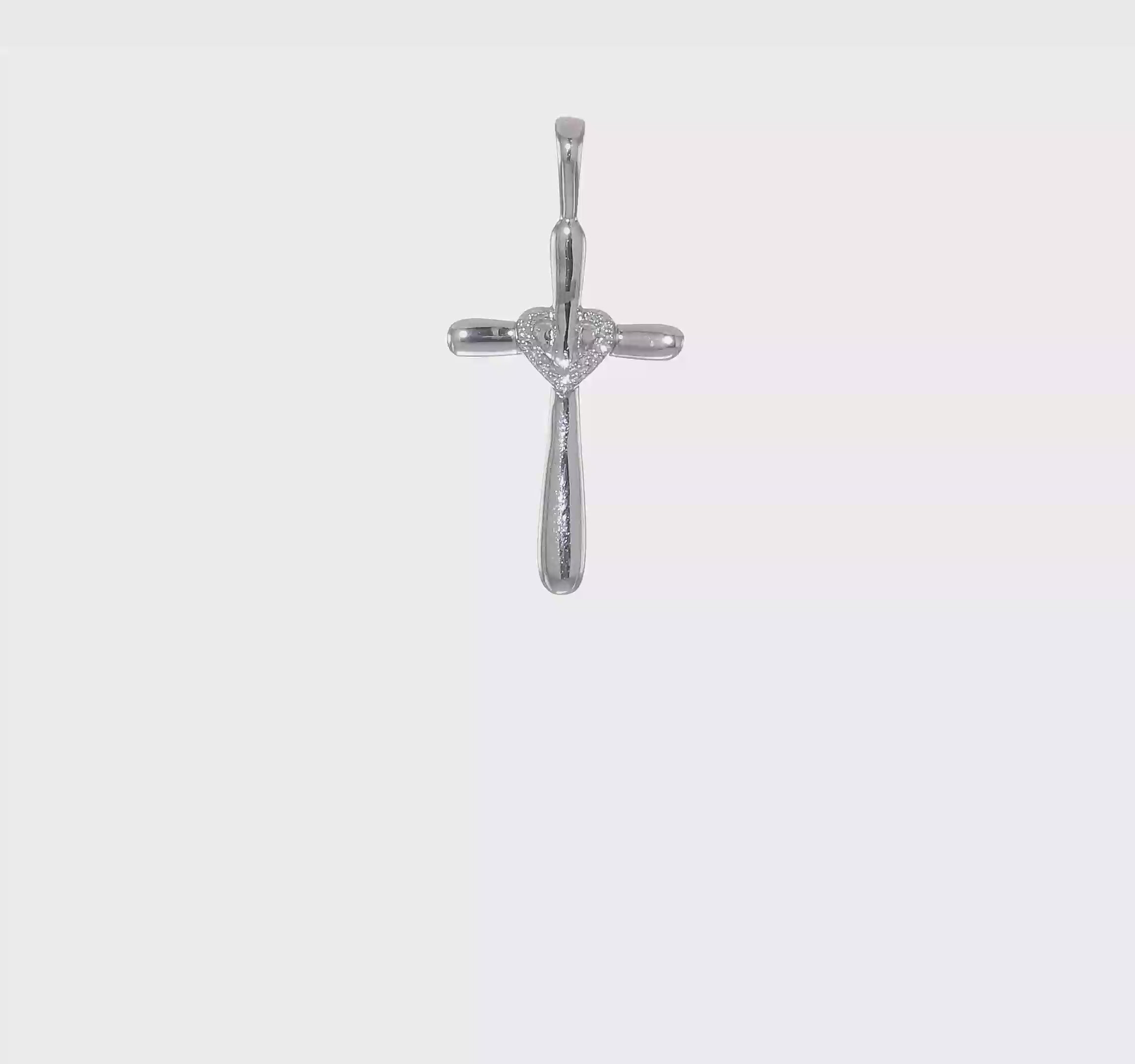 14kt White Gold 1/10ct. Diamond Cross w/Heart Pendant